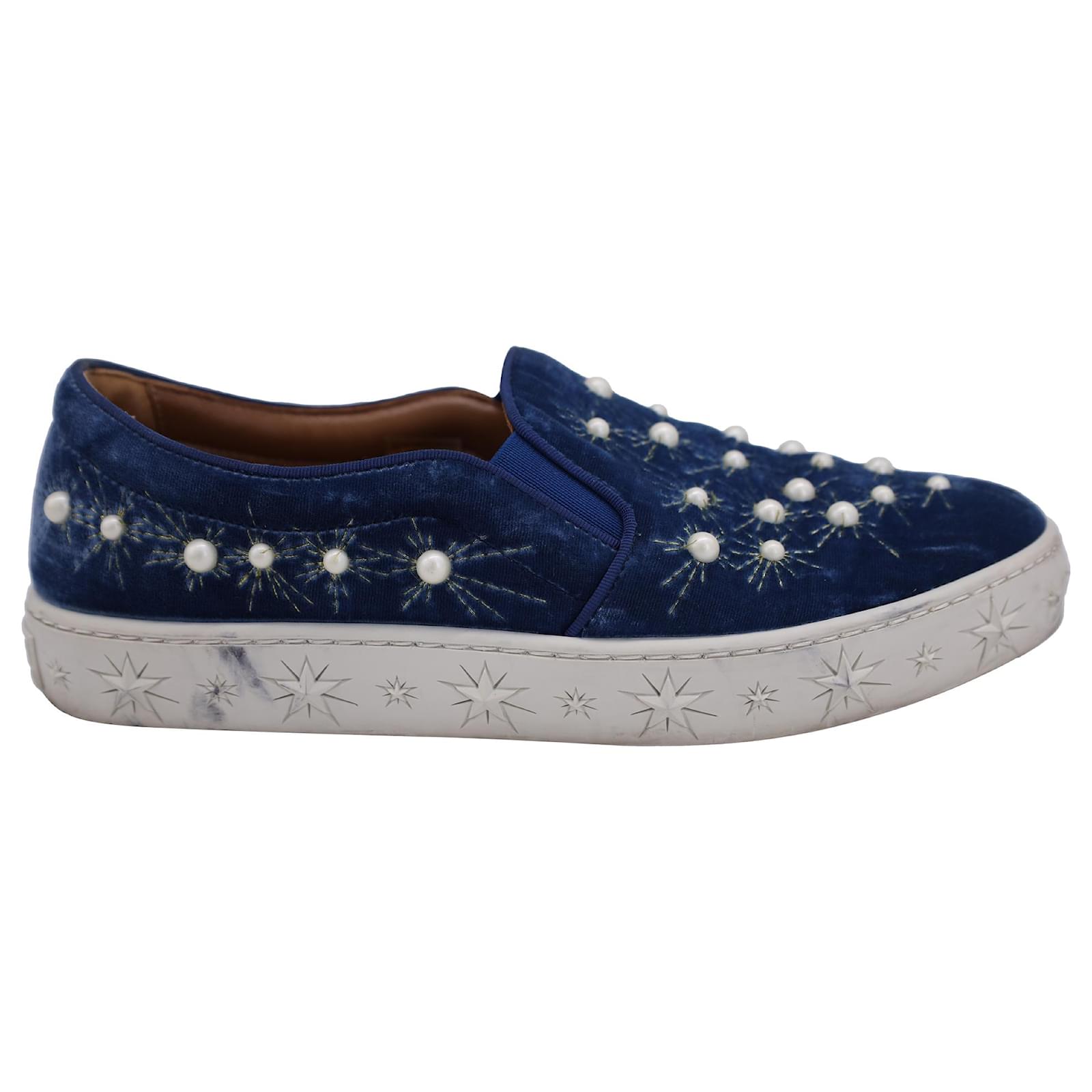 Slip on shops sneakers with pearls