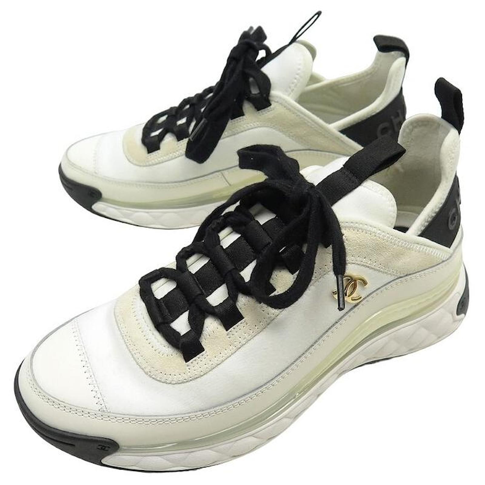 CHANEL 36 23.0 バレリーナシューズ クリア 白 袋付/ED77 Chanel Espadrilles Slip on Size 36 in White. Worn Once With