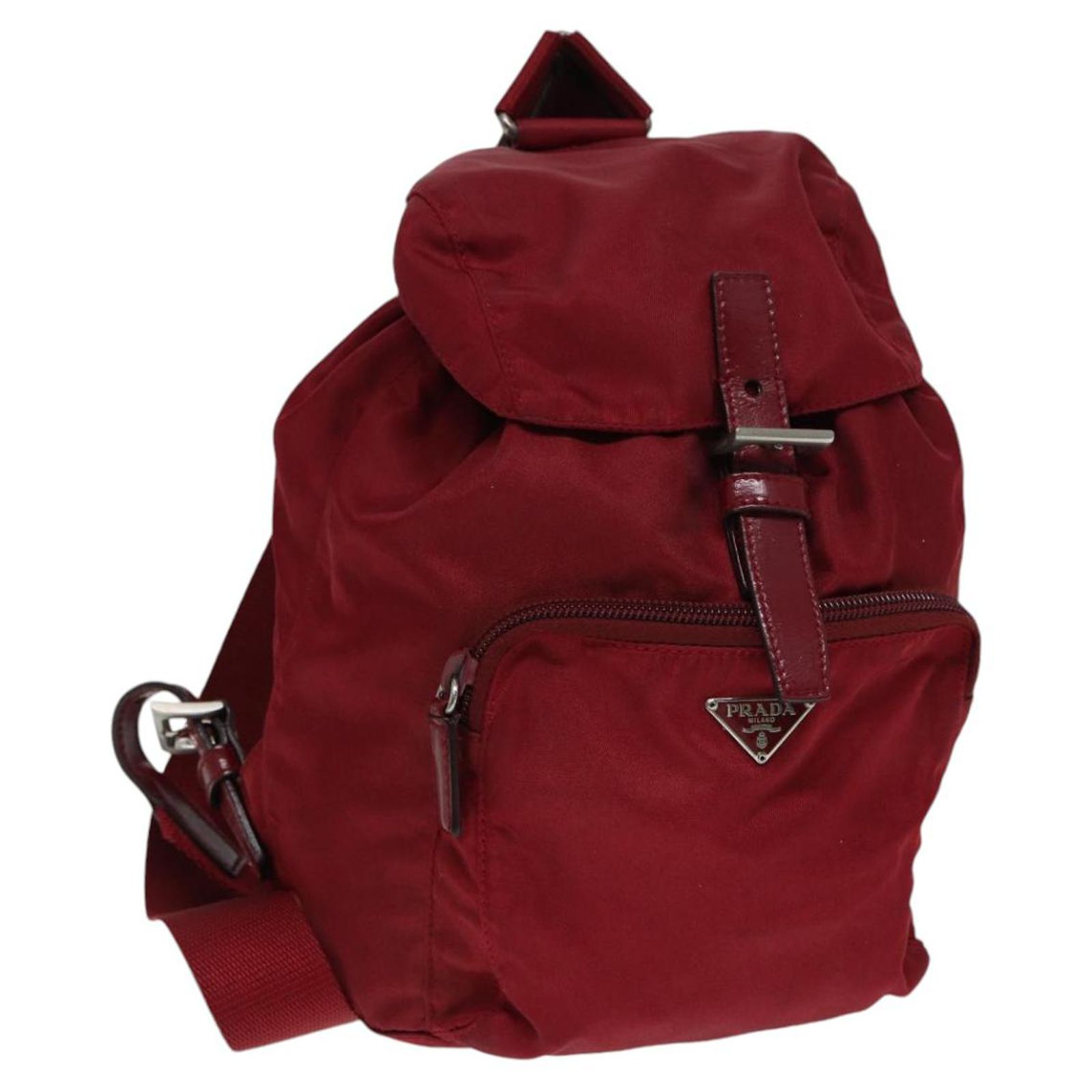 PRADA Backpack Nylon Red Silver Auth 84094 Silvery ref  display picture 2