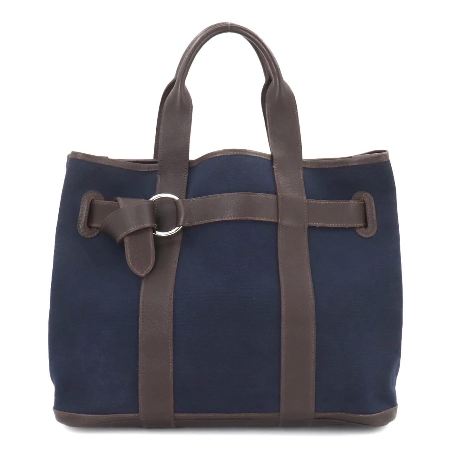 Hermes Hermes Petite Ceinture MM Tote Bag Braun Marineblau Leder Tuch ref.1611773 Joli Closet