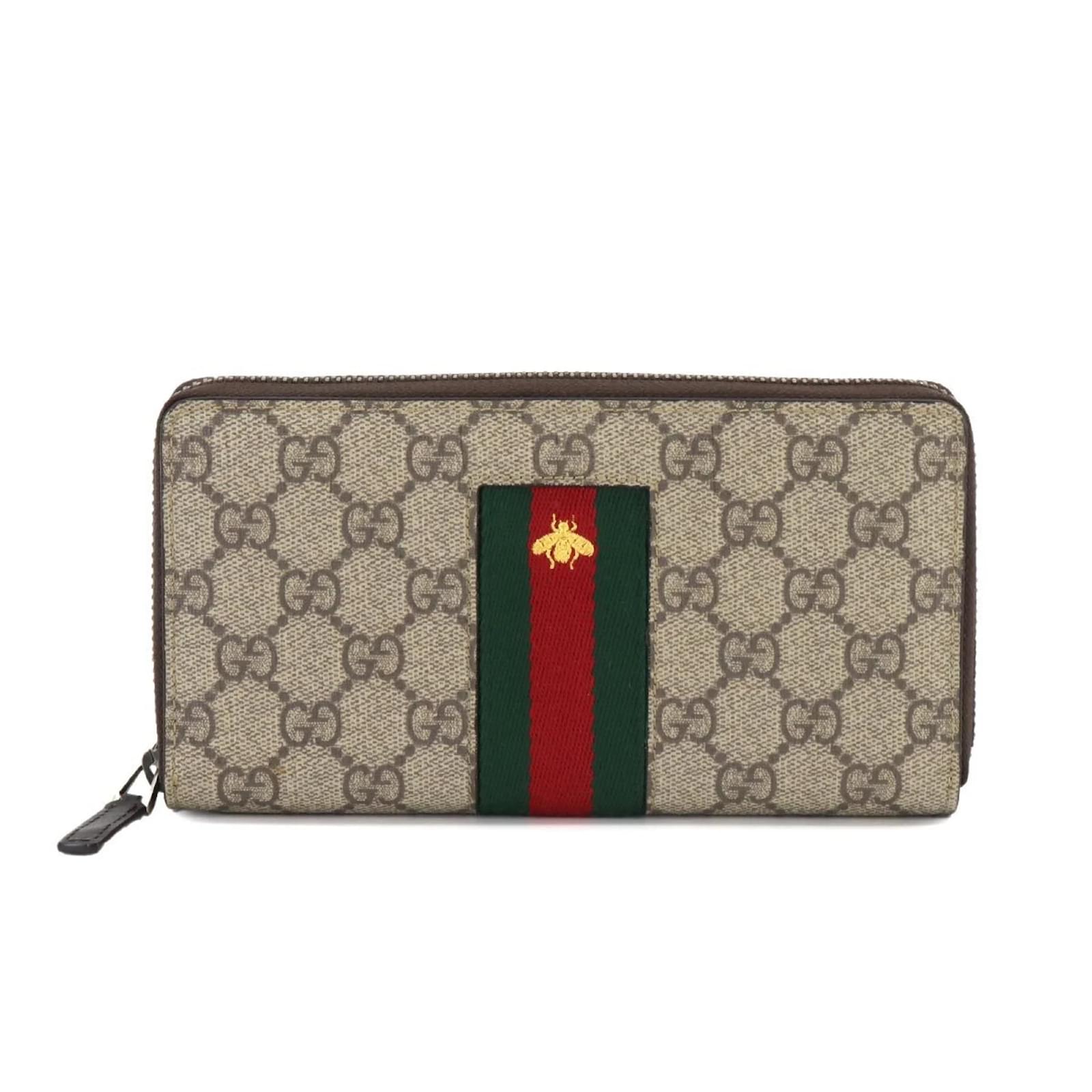 Cartera larga Gucci GG Supreme Castano Beige Lienzo ref.1611786 Joli Closet