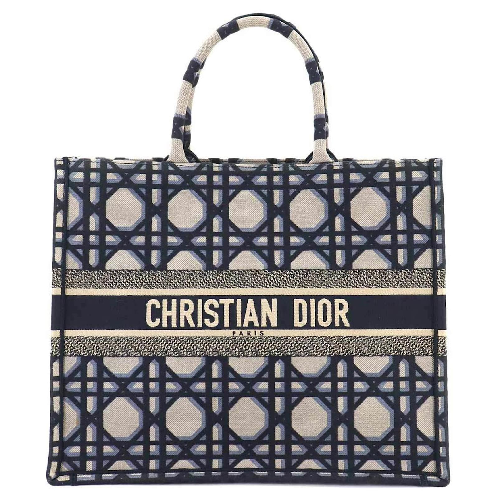 Christian Dior Macrocannage Book Tote Navy blue Cloth ref