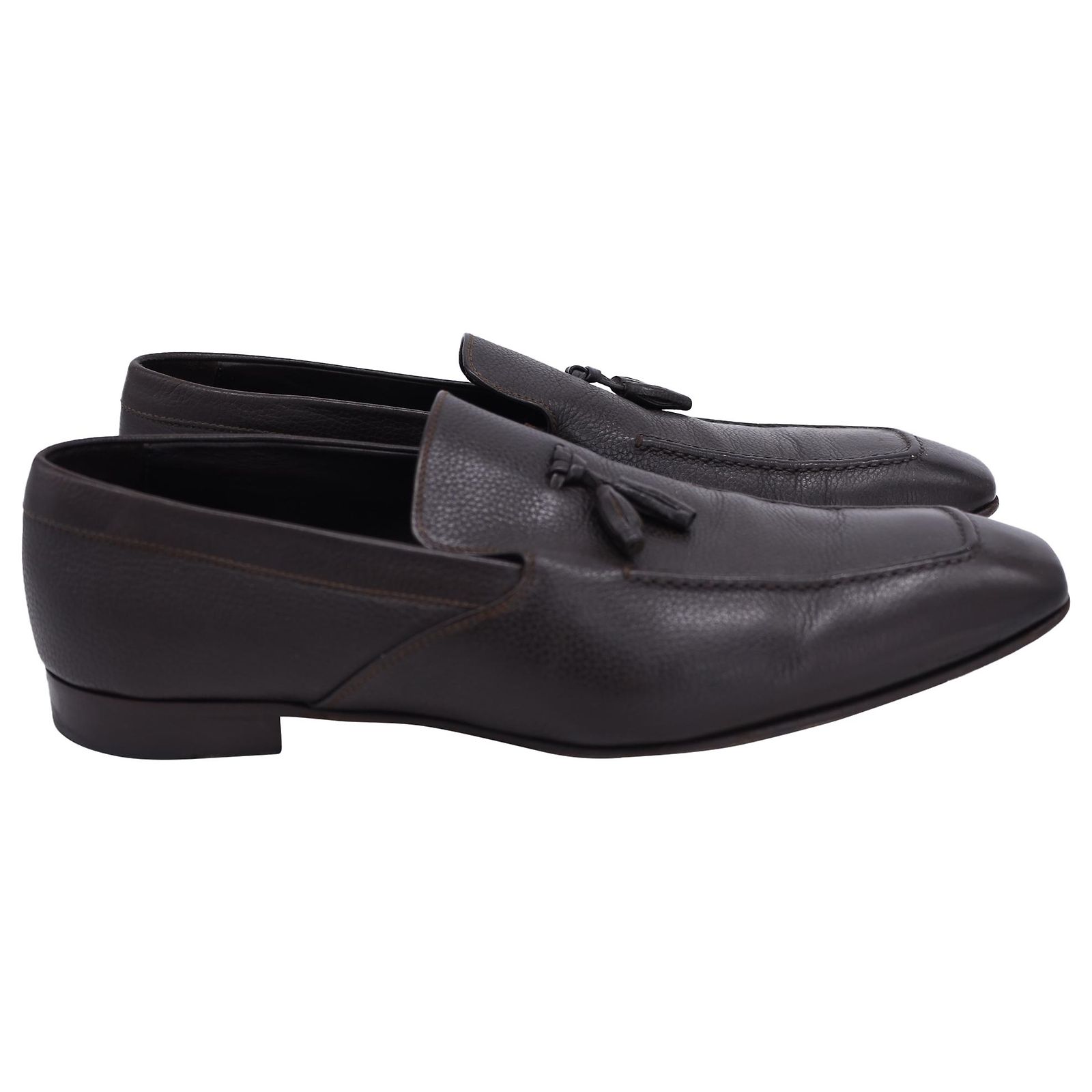 Ermenegildo Zegna Zegna Tassel Loafers in Brown Leather Red  display picture 3