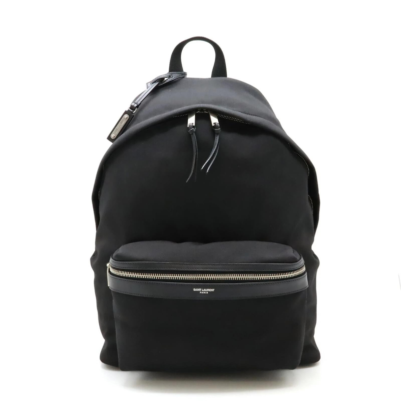 Yves Saint Laurent City Backpack Black Leather Cloth ref.1612746 Joli