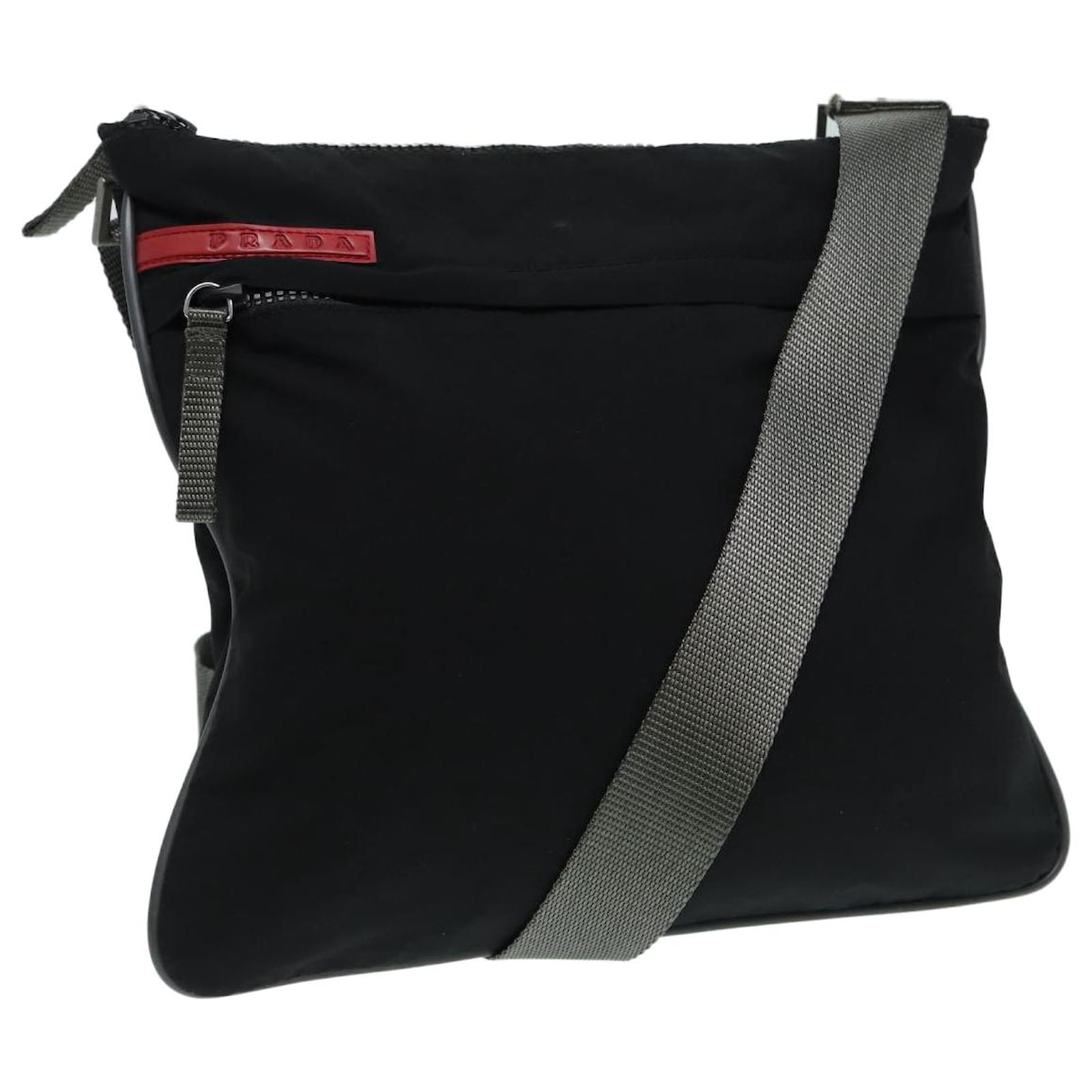 PRADA Sports Shoulder Bag Nylon Black Silver Auth 87244
