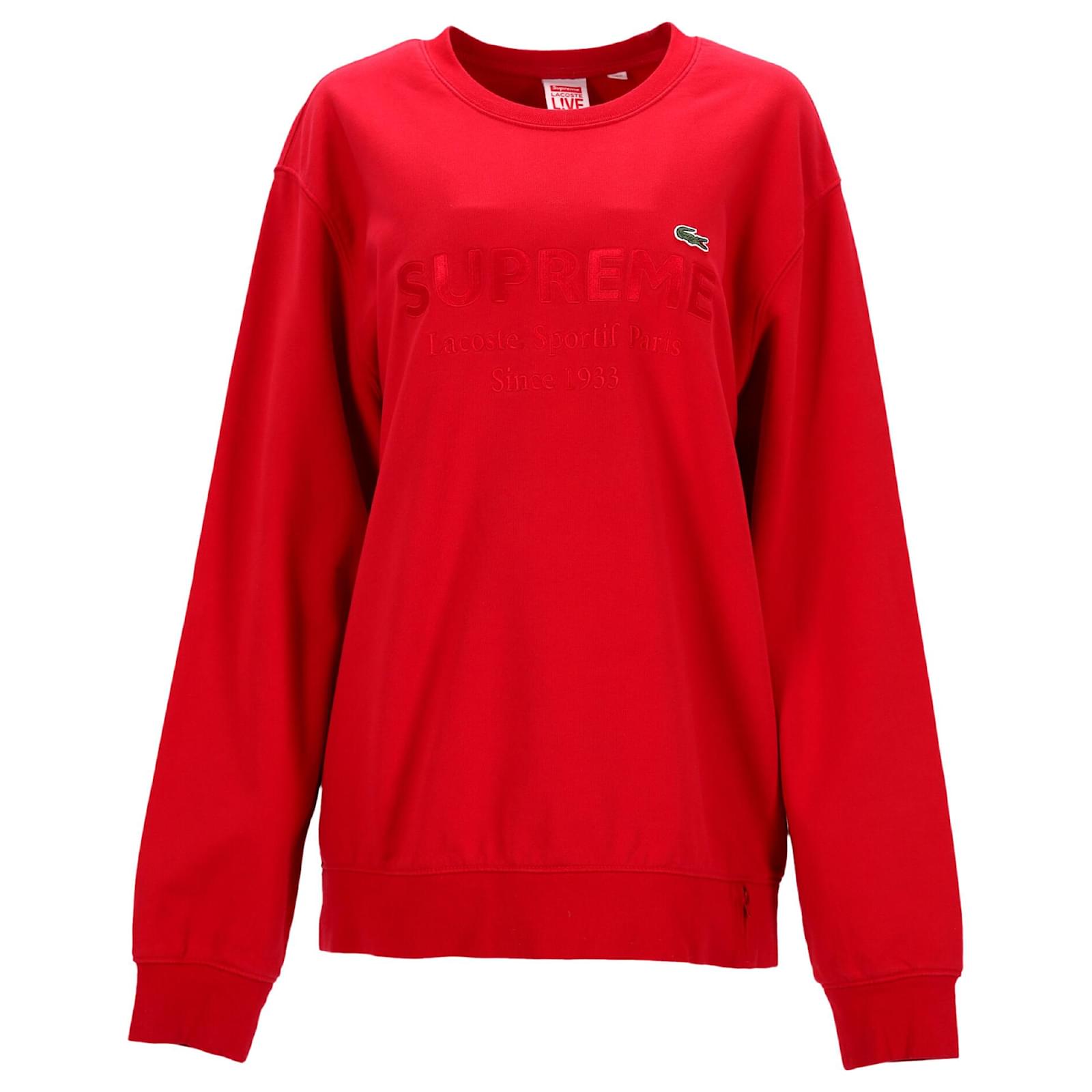 Supreme x Lacoste Crewneck Sweater in Red Cotton ref.1613844 Joli Closet