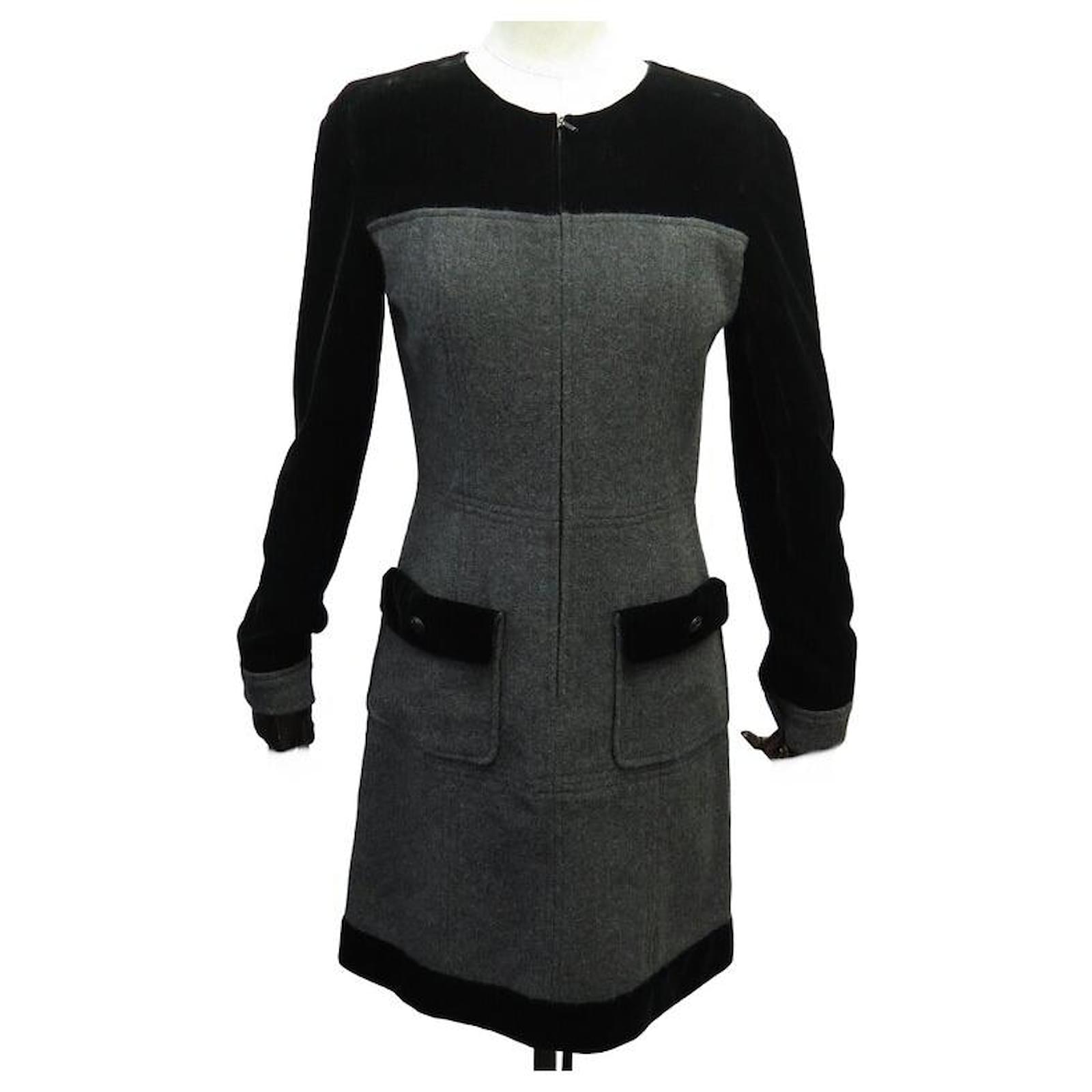 CHANEL LONG DRESS WITH ZIP P46612W05367 VELVET AND CASHMERE 38 M LONG DRESS  Leather ref.1614303 - Joli Closet