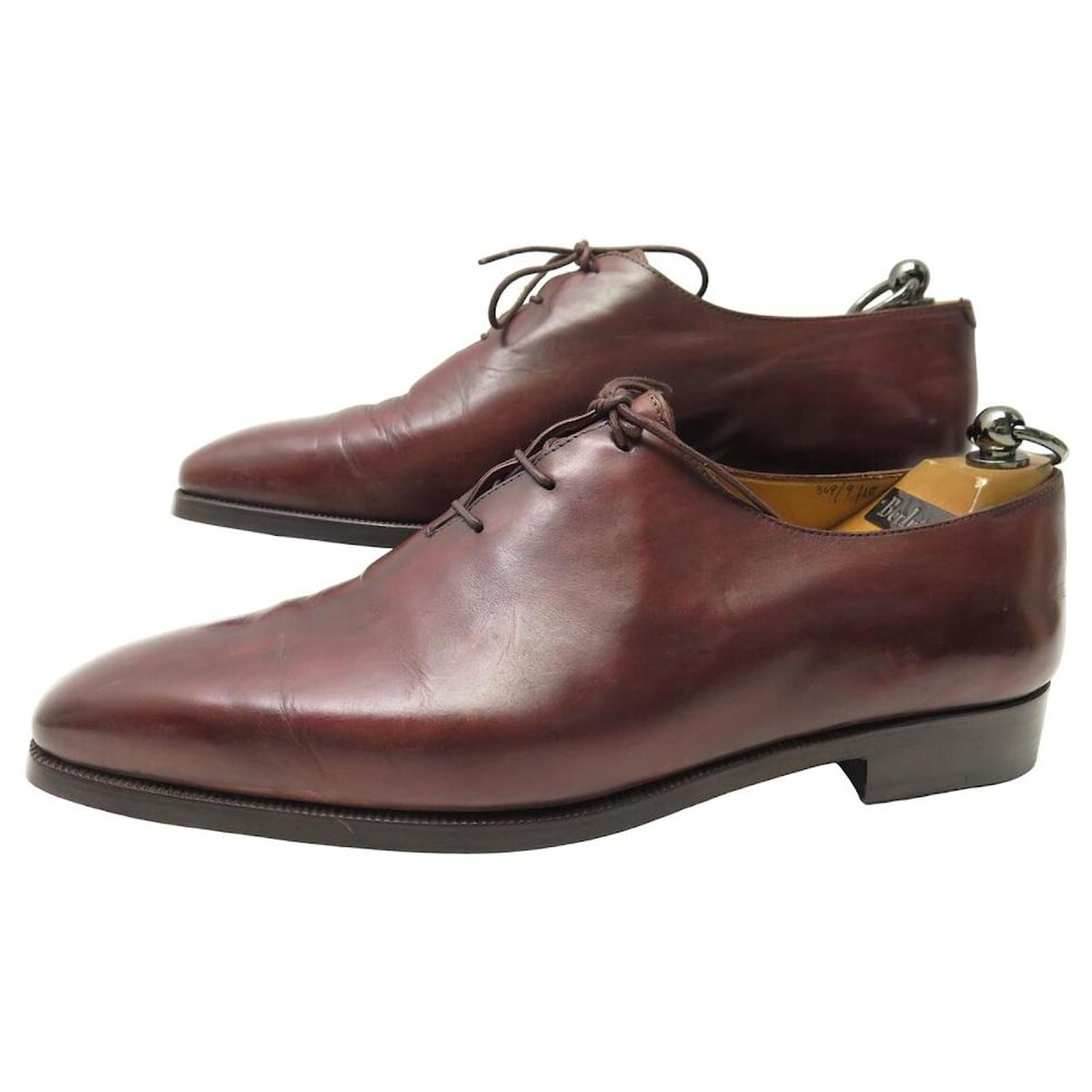 BERLUTI OLGA 349 ONE CUT RICHELIEU PATINA LEATHER 9 43 SHOES Dark