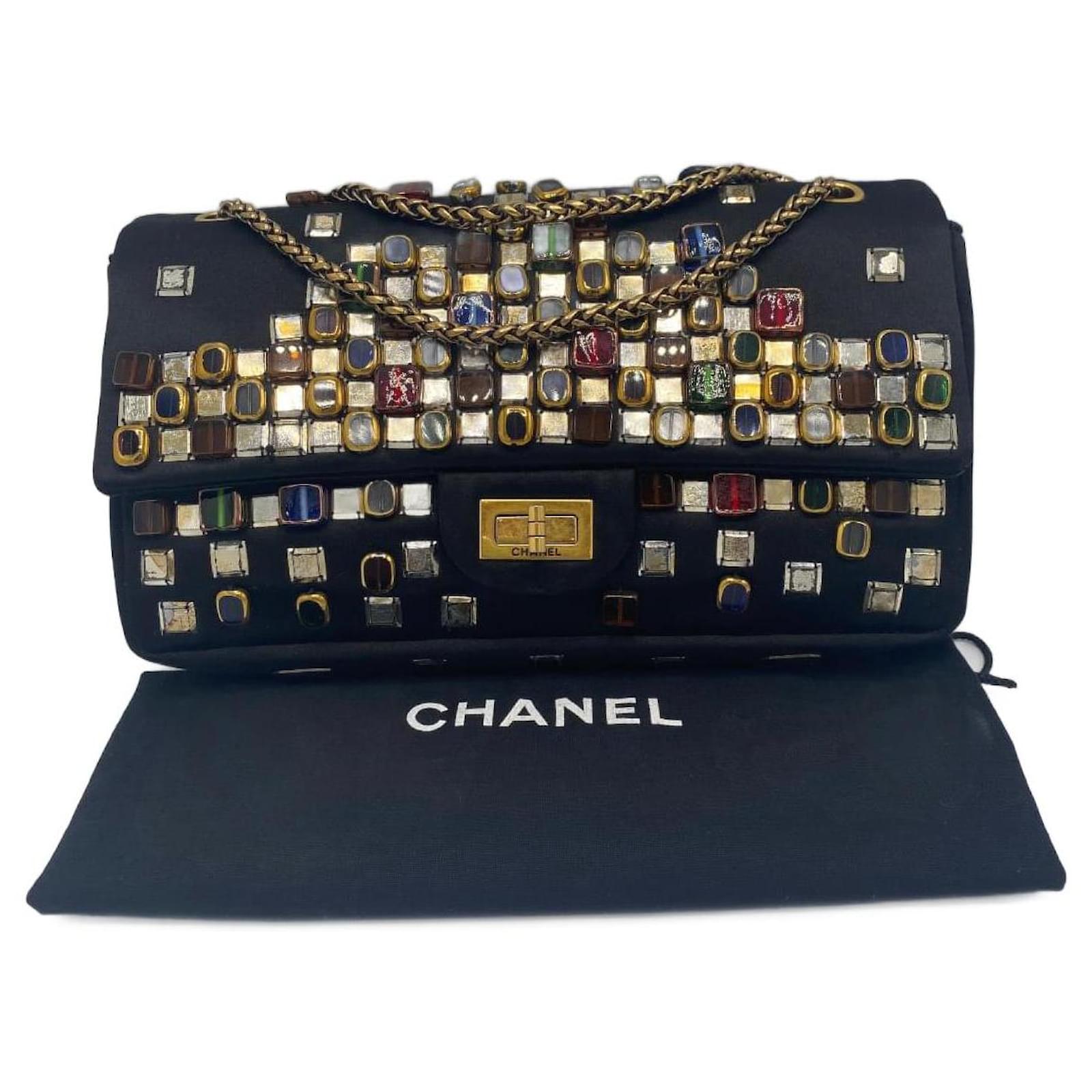 Chanel Limited Edition Paris Byzance Black Satin Gripoix 2.55