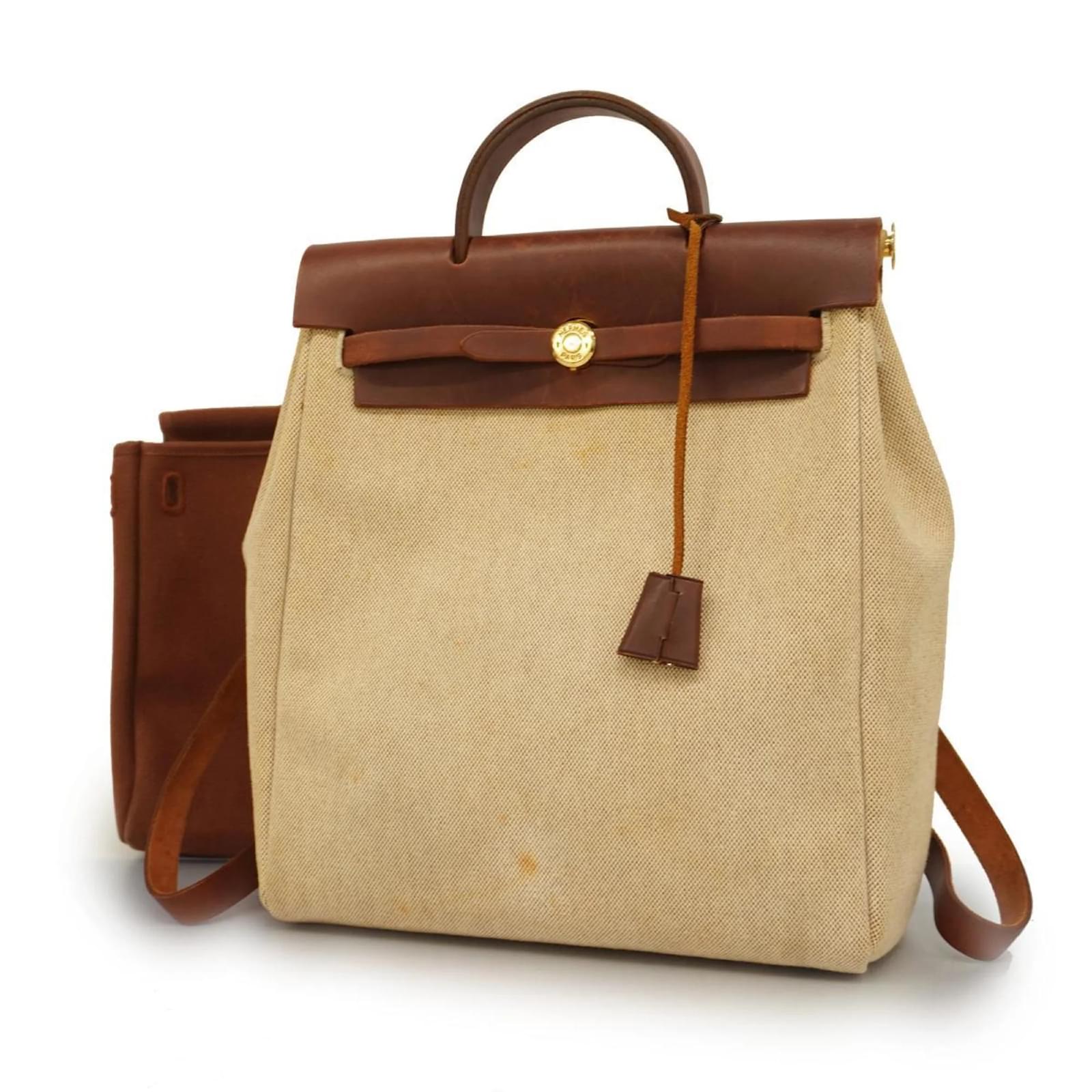 Herm s Hermes Brown Toile H Backpack Cloth 