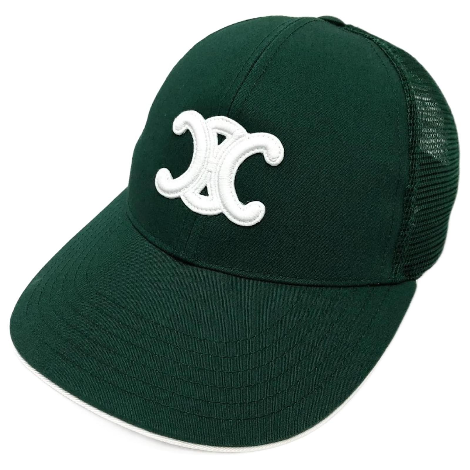 Céline Celine Triomphe Baseball Cap Green Cotton ref.1615628