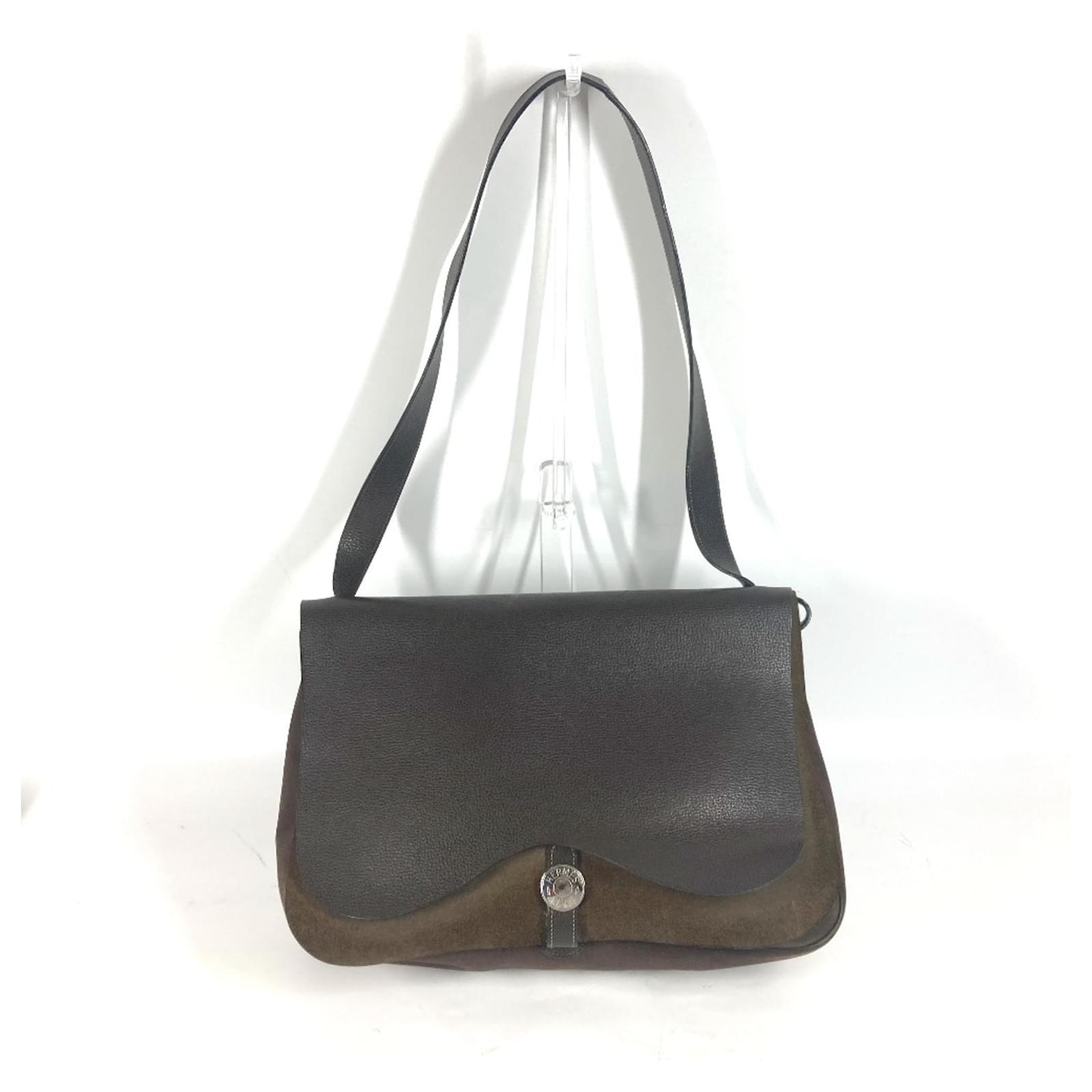 Hermès Hermes Sac Colorado GM Flap Bag Brown Leather Cloth
