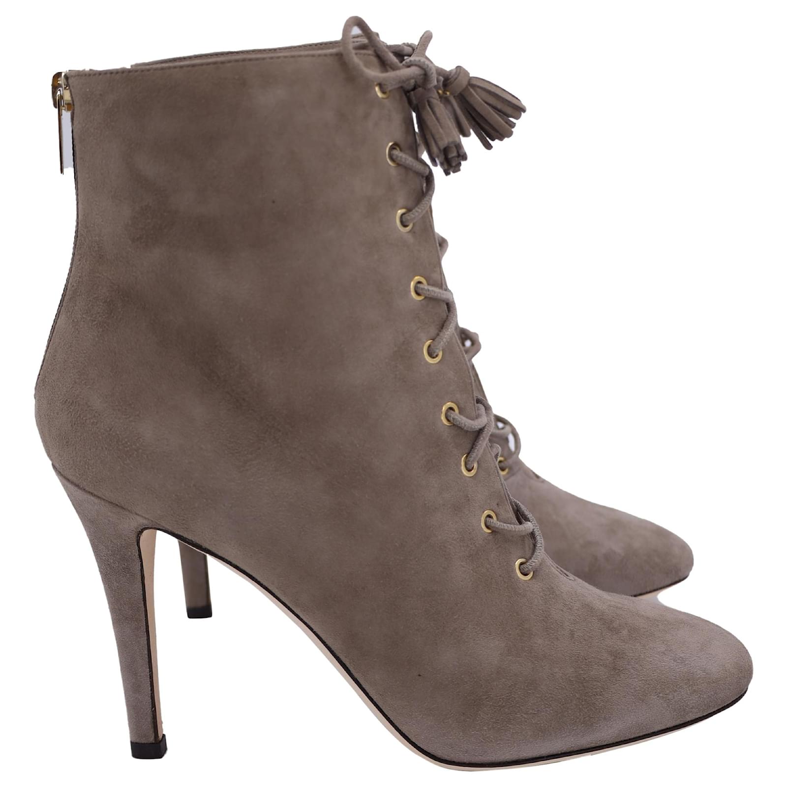 Jimmy Choo Cinder Lace Up Ankle Boots in Brown Suede ref.1616750 Joli Closet