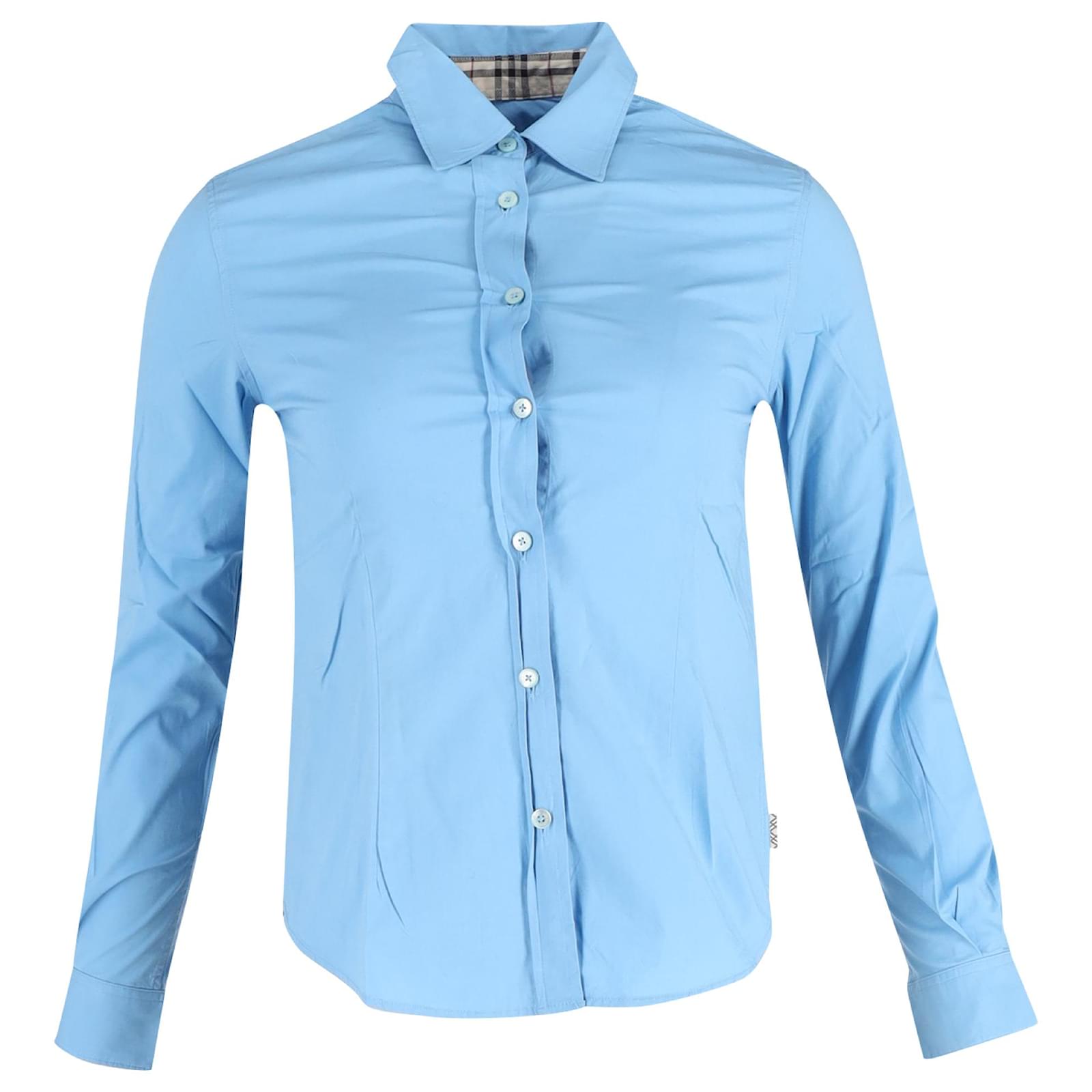 Burberry shirt light blue hotsell