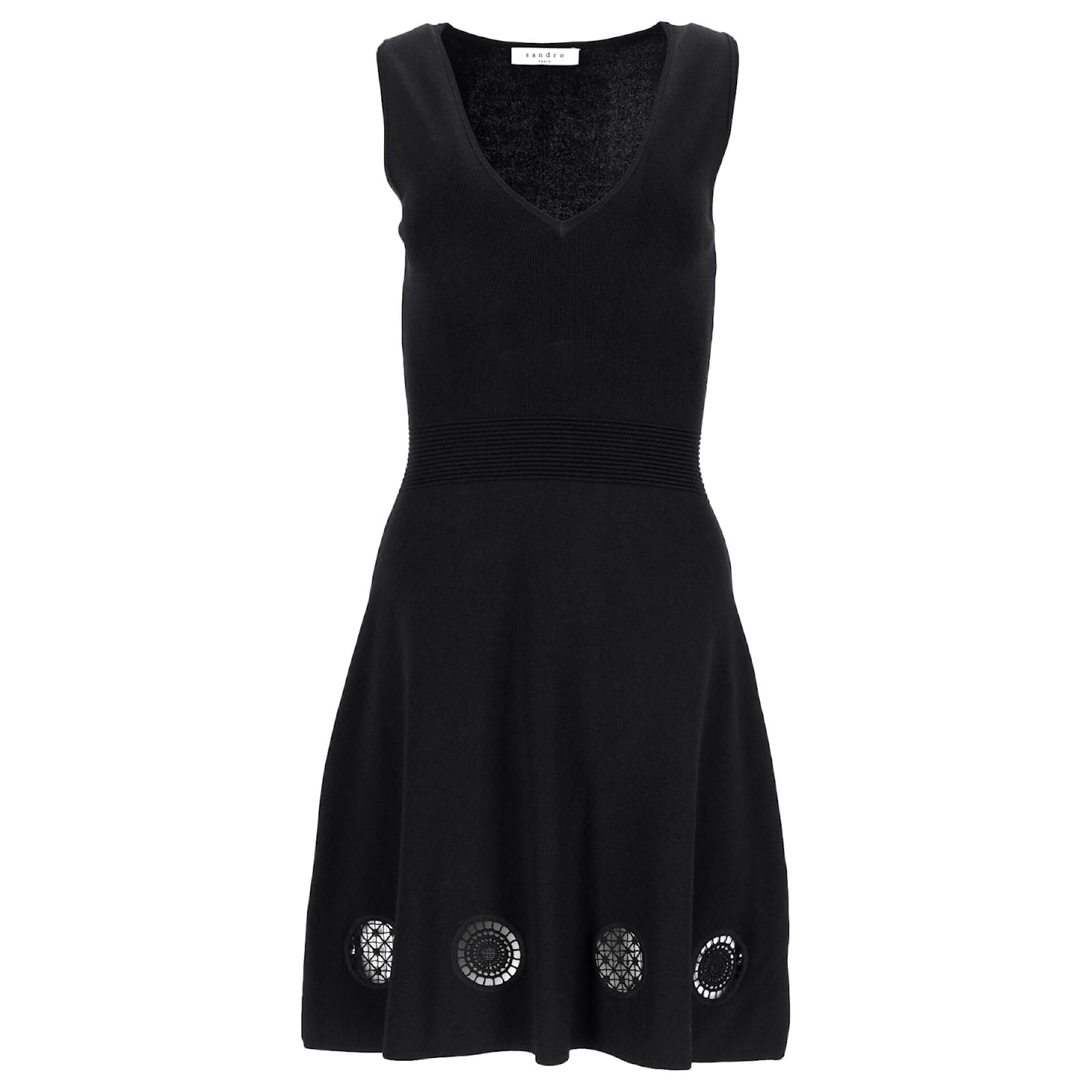 Sandro Paris Robe Noire Sandro Short Knit Dress With Ruffle Black Gray For Women Sandro Paris Sandro Paris Robe Noire Sandro Short Knit Dress With Ruffle Black Gray For Women Sandro Paris