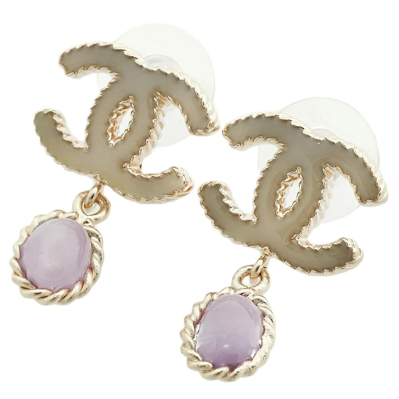 ◇美品 CHANEL color stone pierced earrings GP/RD シャネル