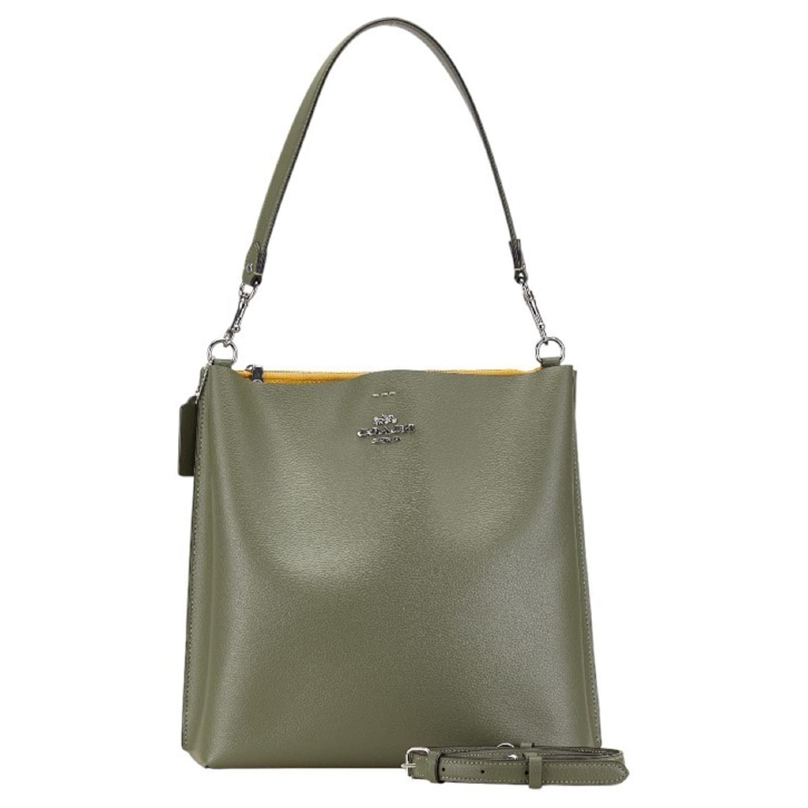 Borsa a secchiello Molly di Coach Verde Cachi Pelle