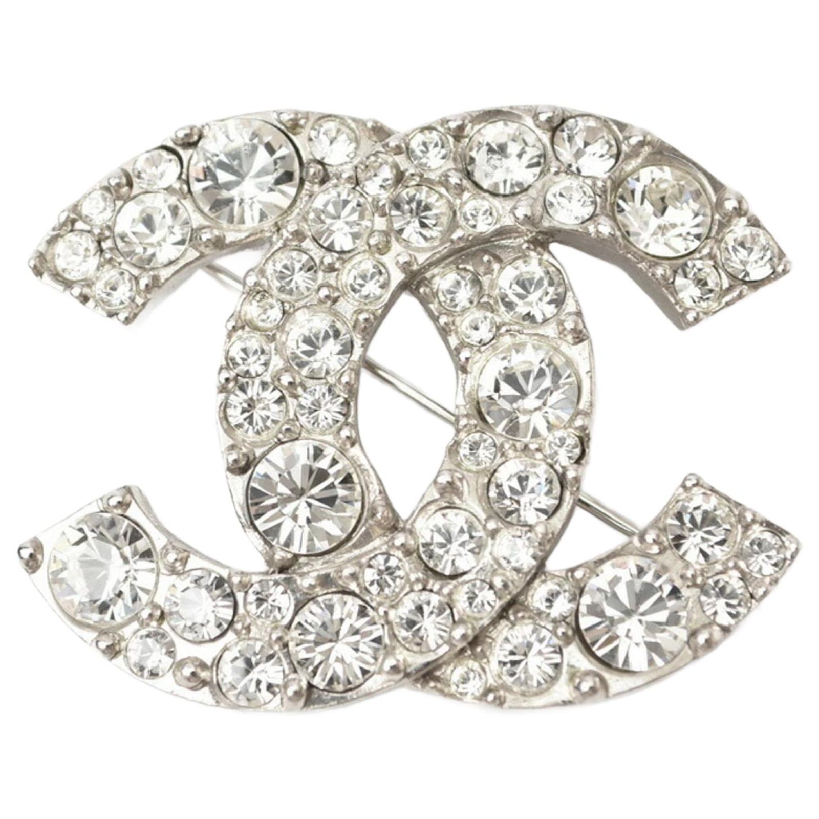 Broche Argentée Avec Strass – Bijou Vintage Occasion – Style Brillant