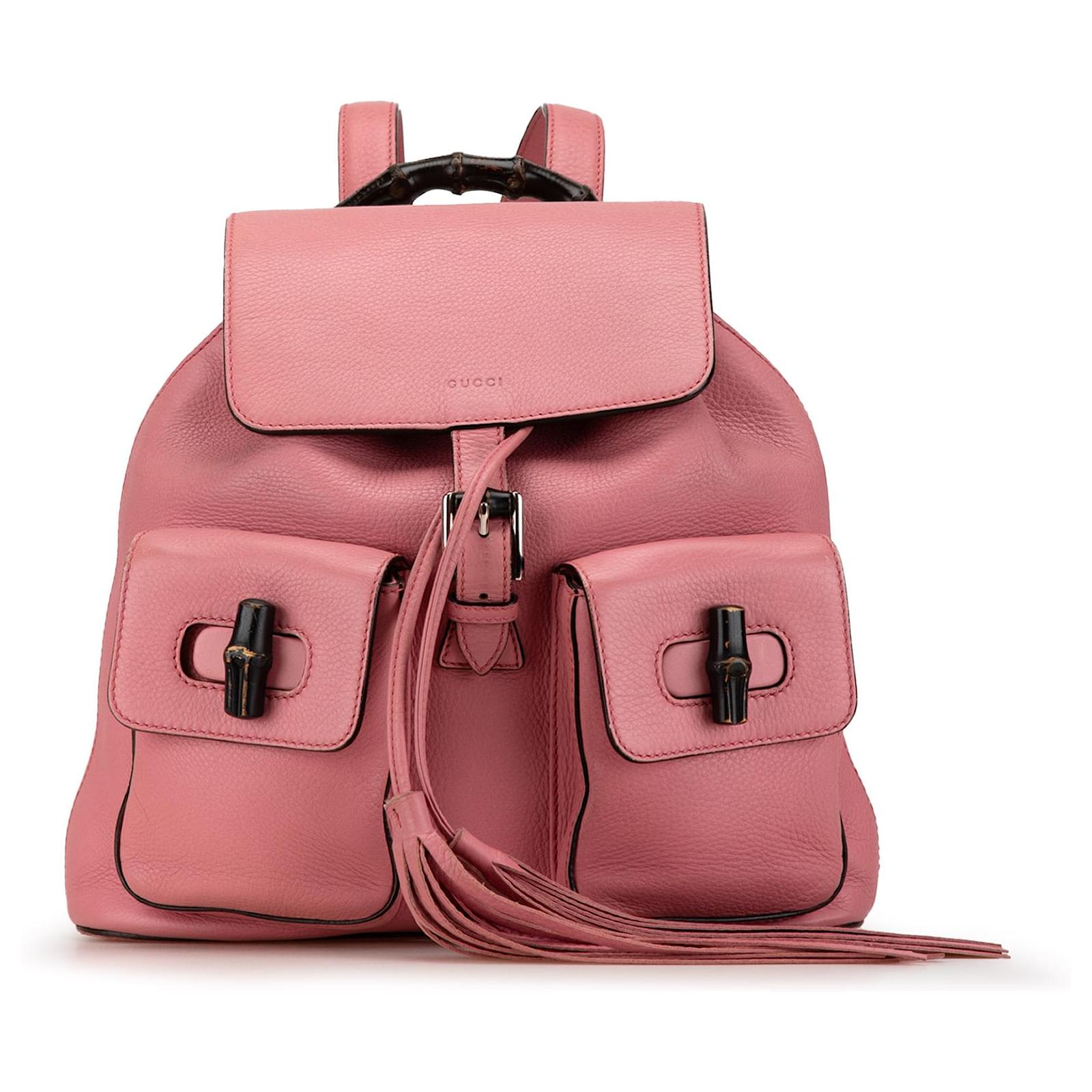 Zaino in pelle rosa Gucci con frange in bambu Vitello simile a un vitello ref.1619276 Joli Closet