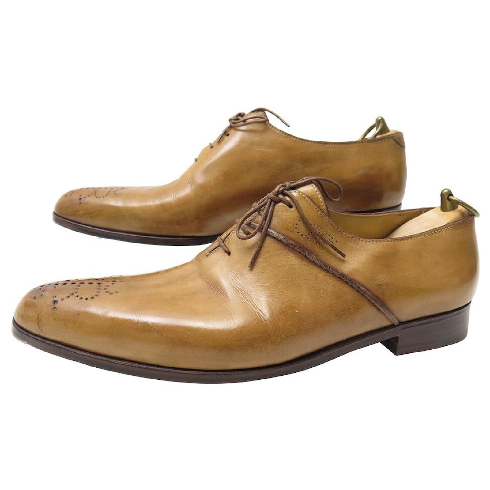 BERLUTI SHOES CUSTOM BERLUTI 43 ONE CUT HONEY PATINA LEATHER