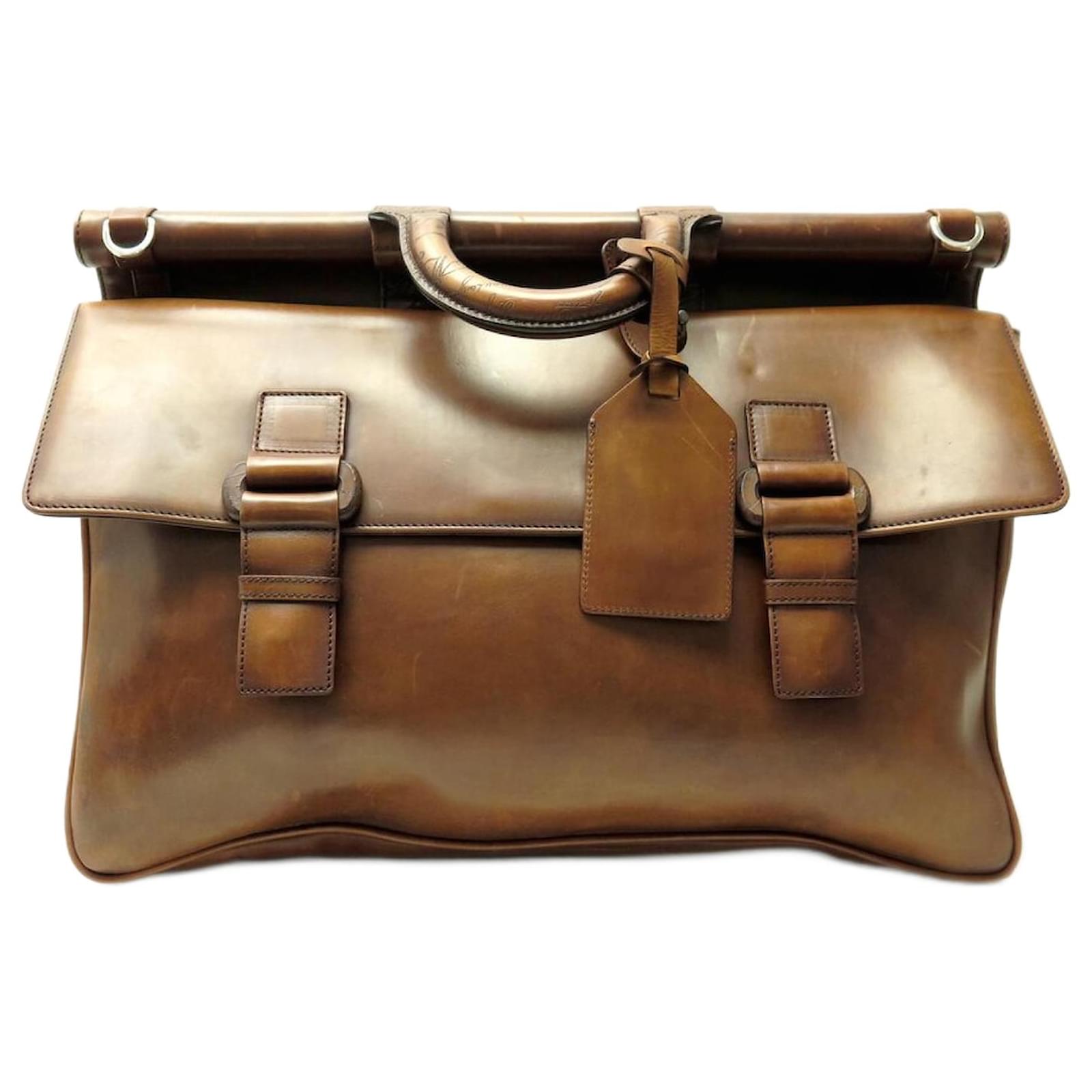 BERLUTI TRAVEL BAG DOCTOR'S BRIEFCASE 50 CM IN PATINATED LEATHER