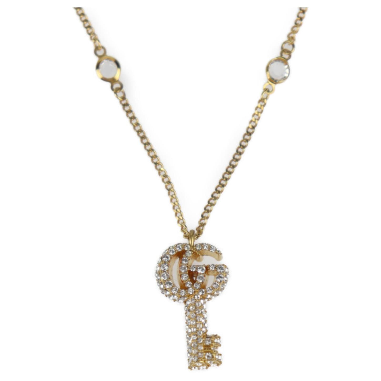 GUCCI Double G Key Necklace with Crystals Golden ref.1619648