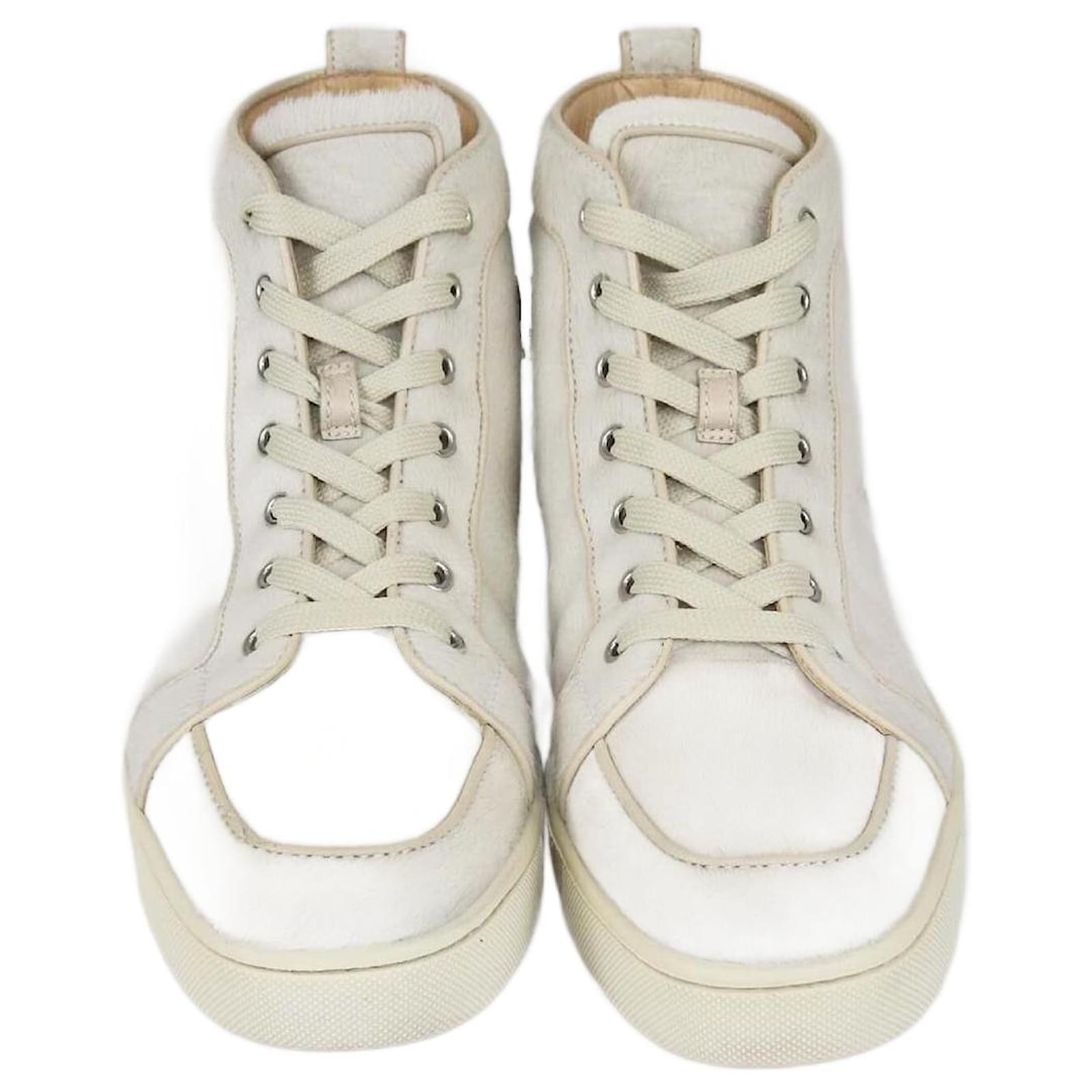 Christian Louboutin Off White Rantus Orlato High Top Sneakers Leather  ref.1620319 - Joli Closet