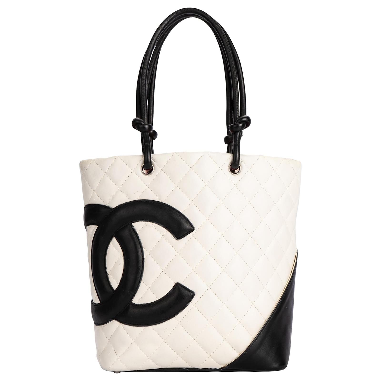 Chanel White Cambon Line Leder Tote Bag WeiB Leinwand ref.1620357 Joli Closet