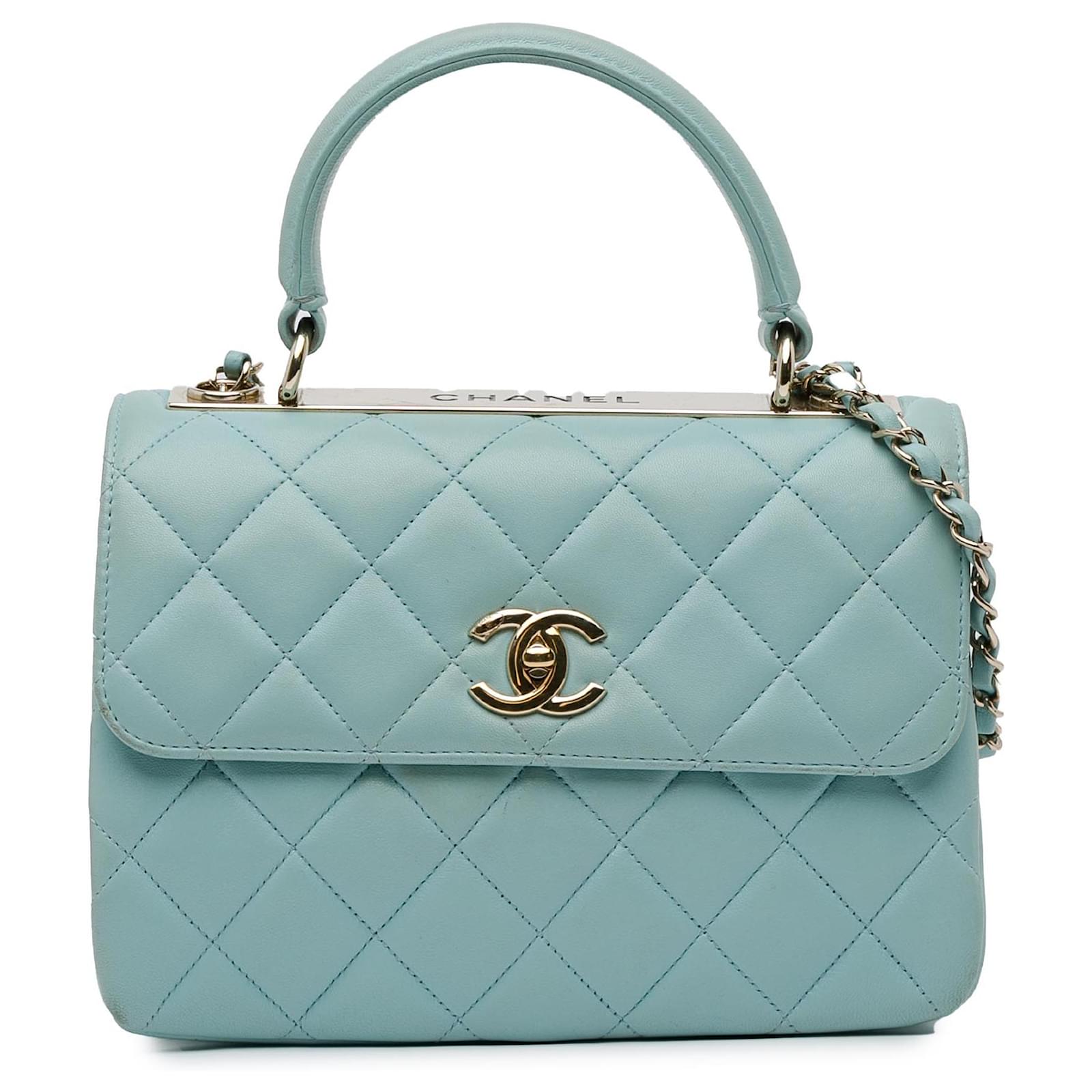 Chanel Blue Small Lambskin Trendy CC Flap Light blue Leather ref ...
