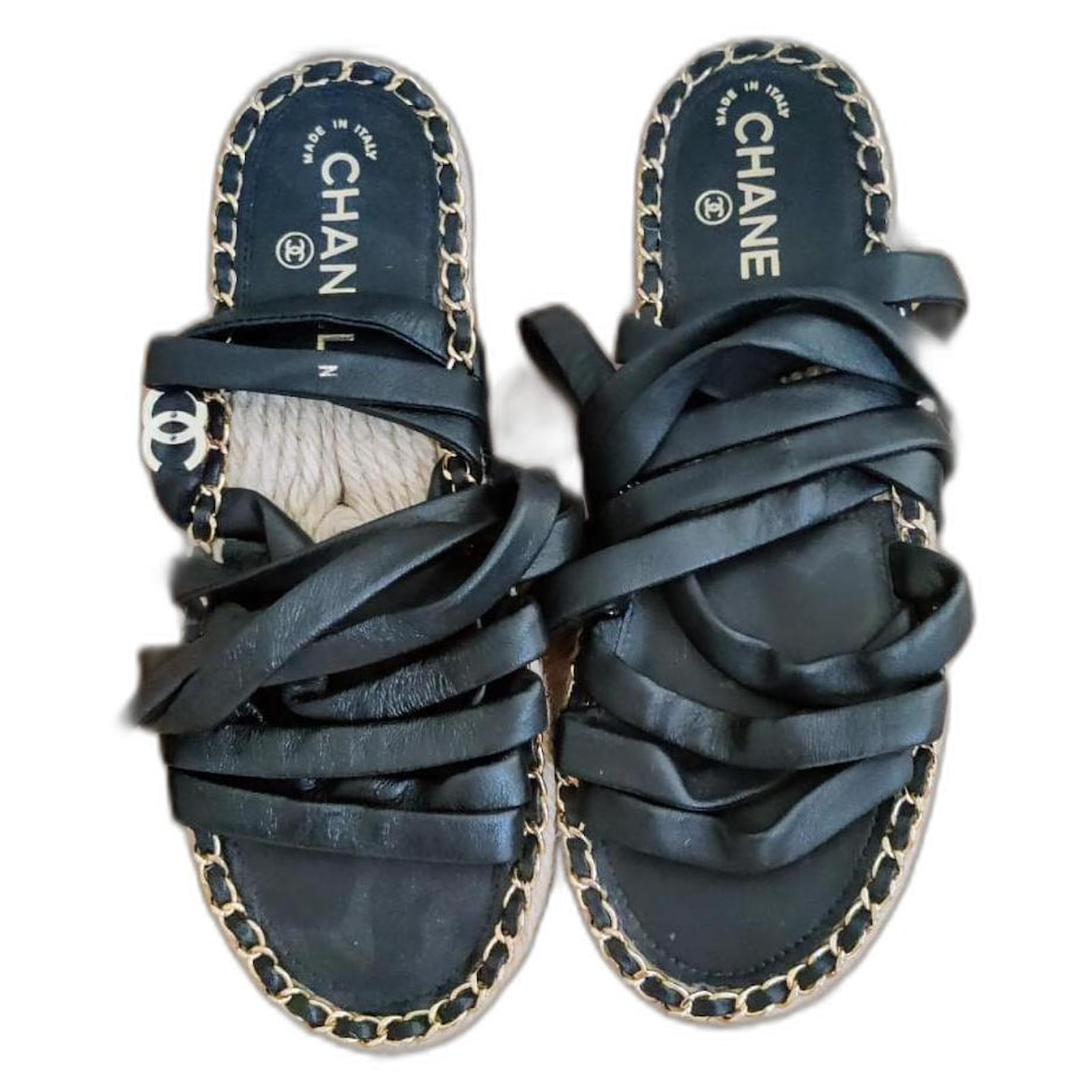 Chanel Espadrilles Chanel Cord And Lambskin Sandals Buy Chanel