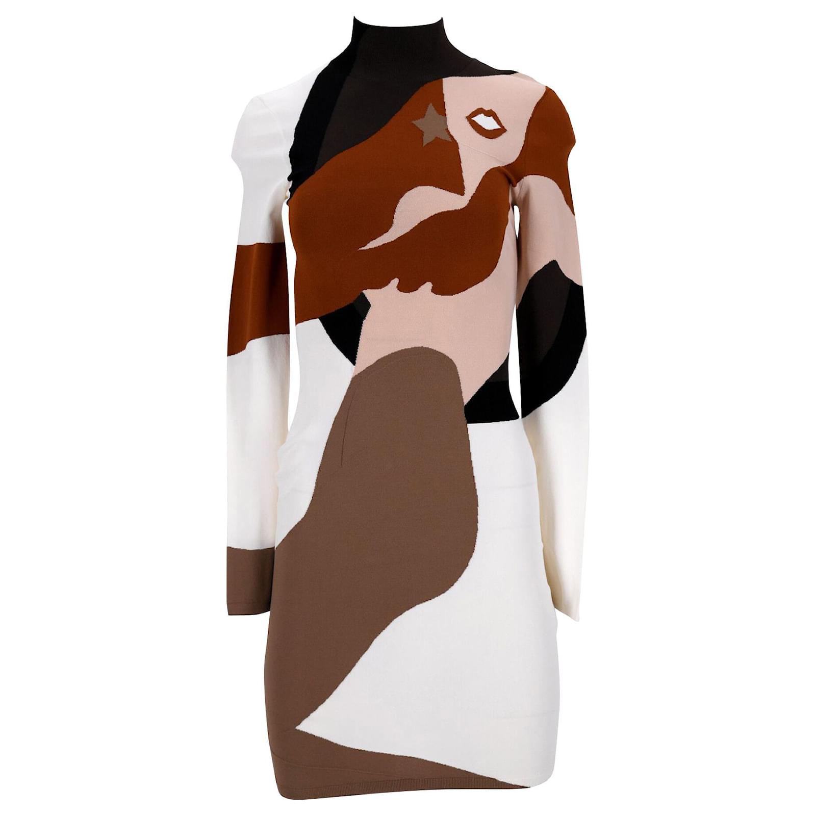 Fendi Mermaid Print Bodycon Sweater Dress in Multicolor Viscose