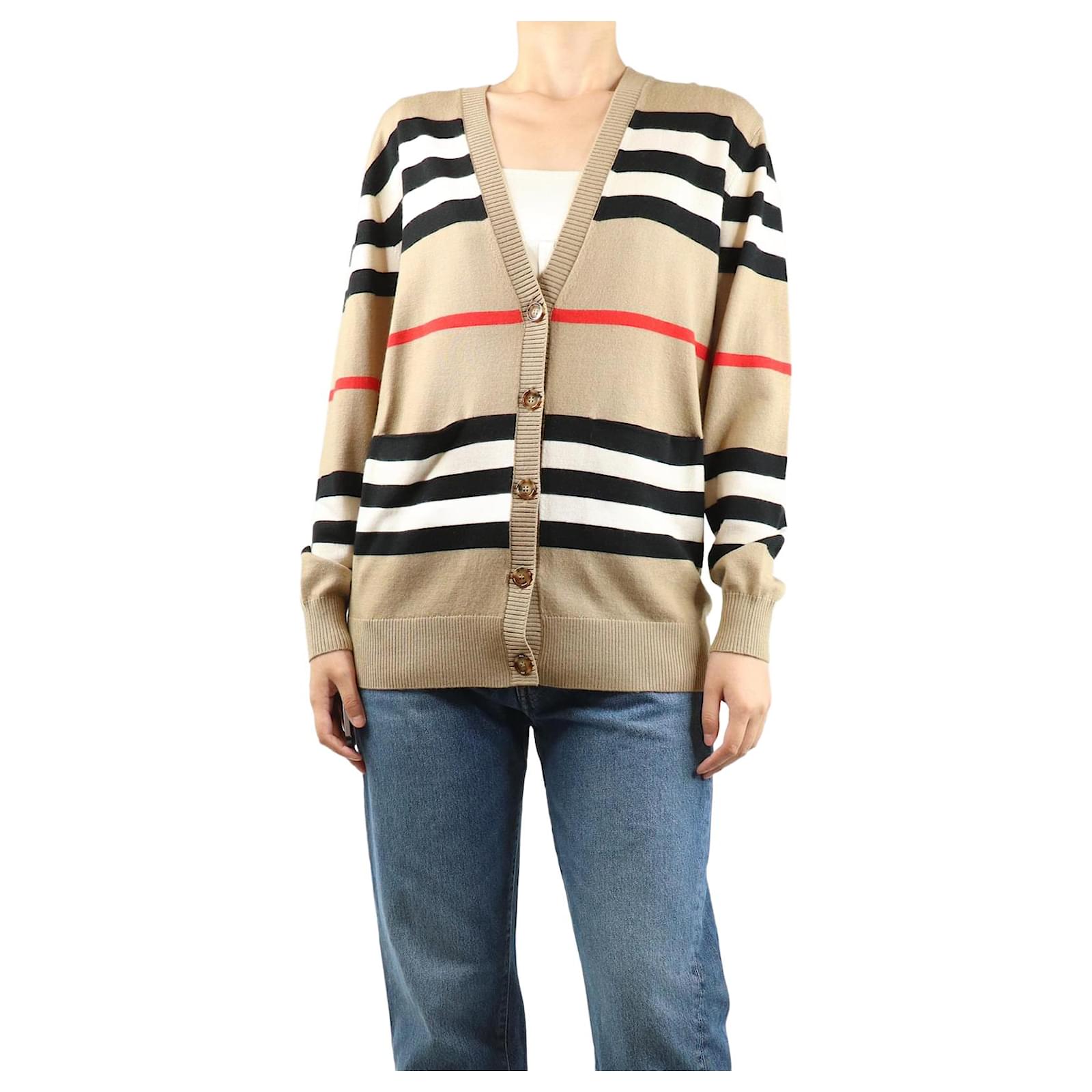 Burberry Beige Burberry Striped Sweater Burberry Beige Striped
