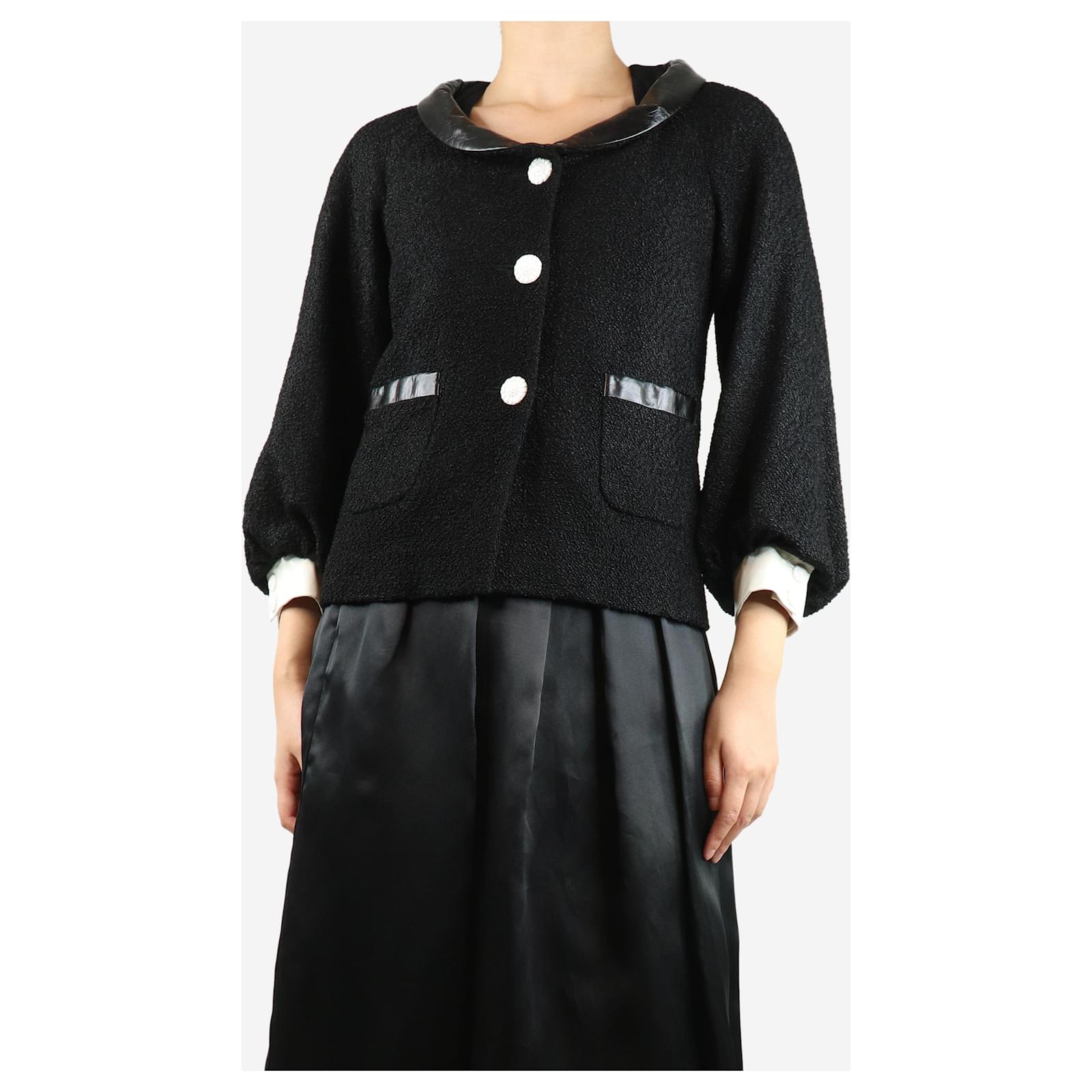 Chanel Black boucle jacket size UK 10 Viscose Joli