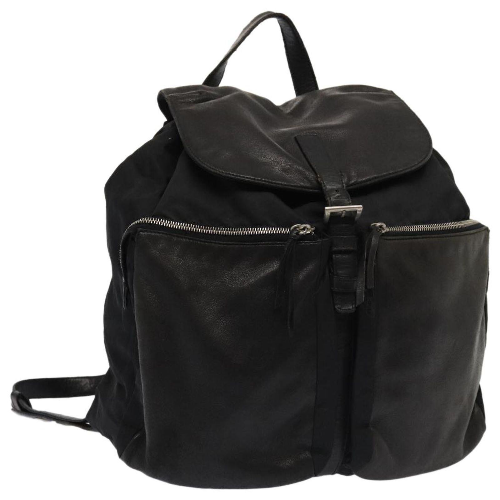 PRADA Backpack Nylon Leather Black Auth 87351 ref.1623345 