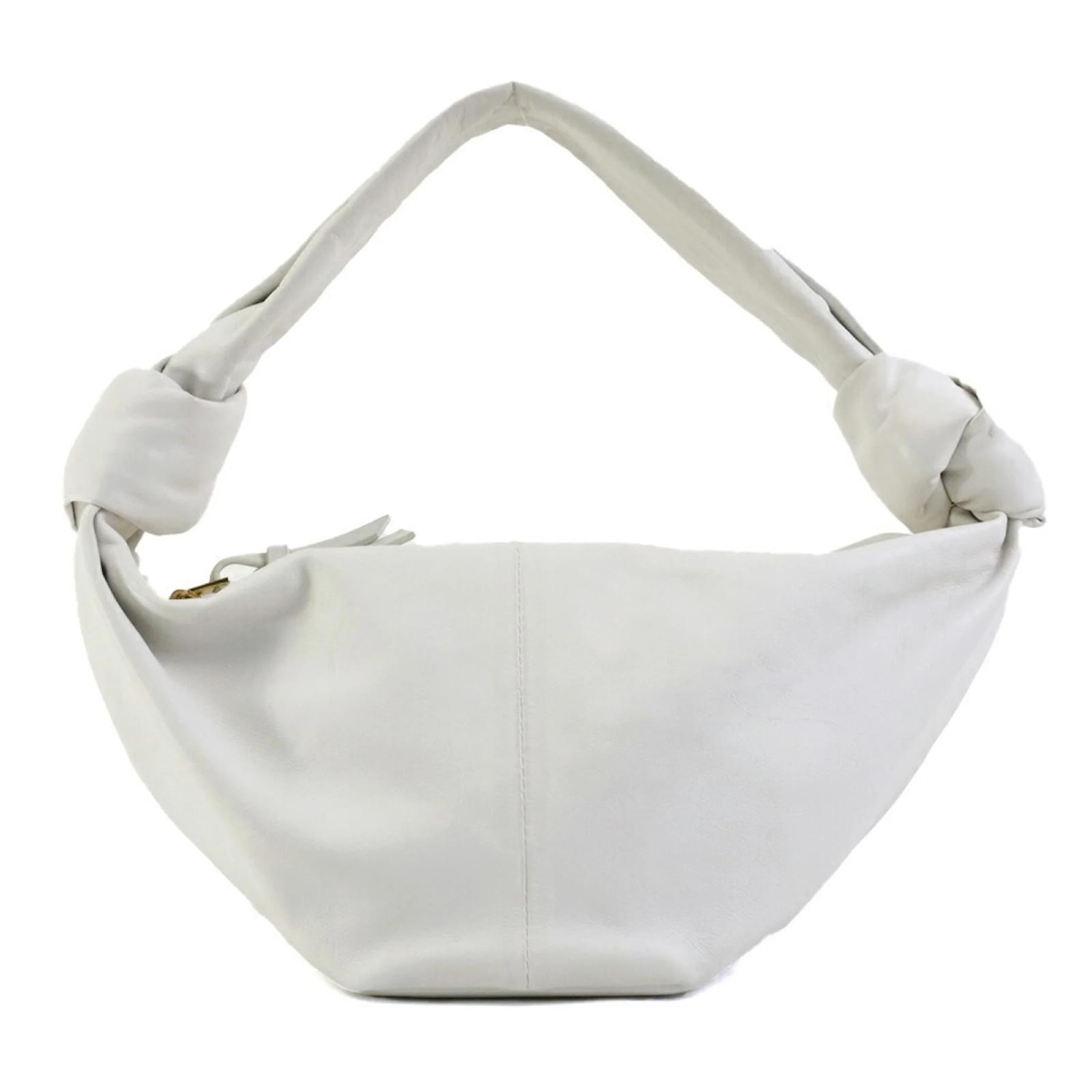 Bottega Veneta Off-White Leather Handbag Eggshell