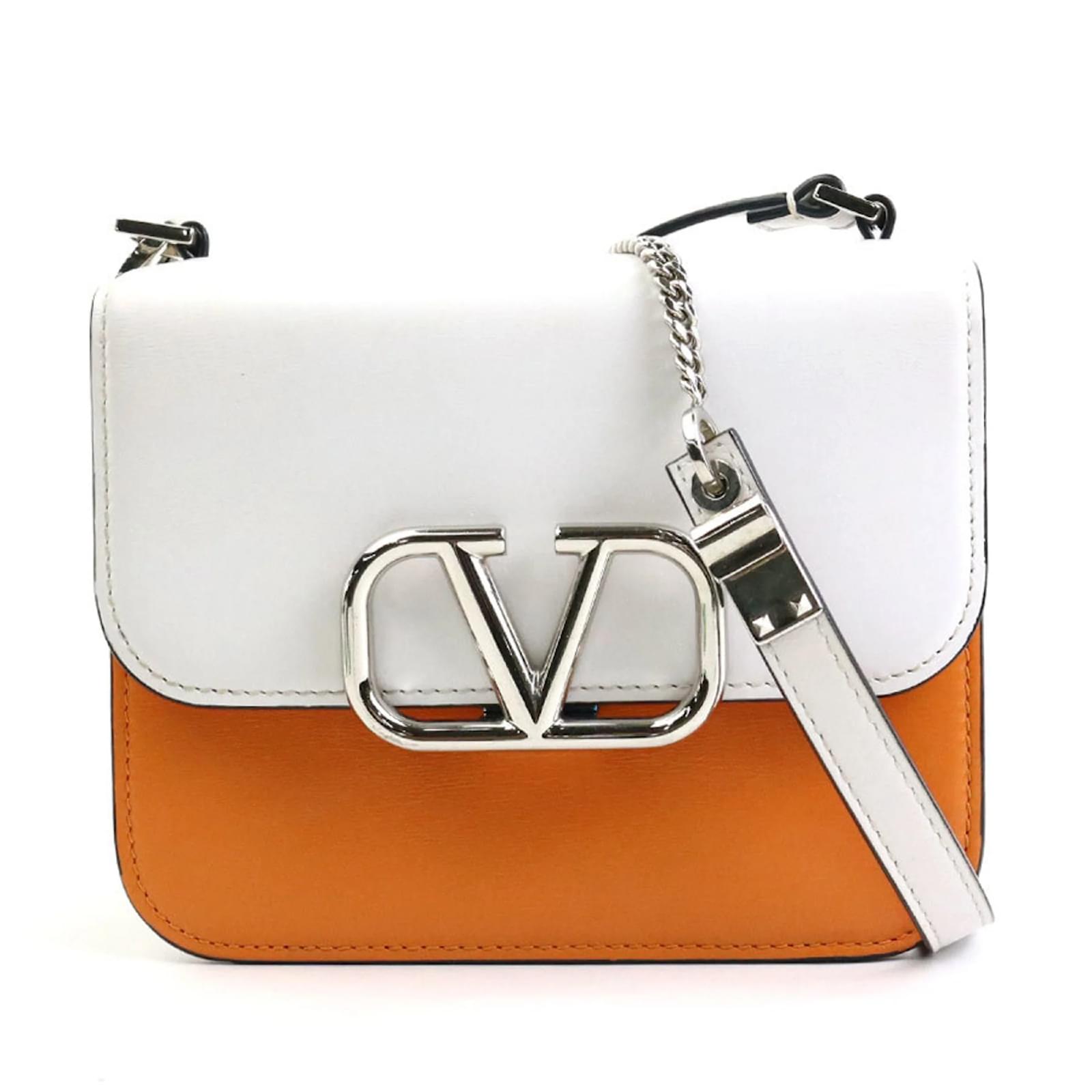 Valentino Garavani Shoulder Bag V Leather Brown White Orange ref