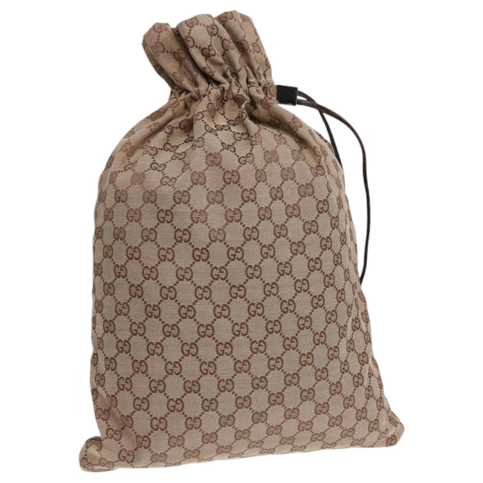 GUCCI Drawstring Bag GG Canvas Beige 014 1135 Auth hk1558 Cloth ref.1625537 Joli Closet