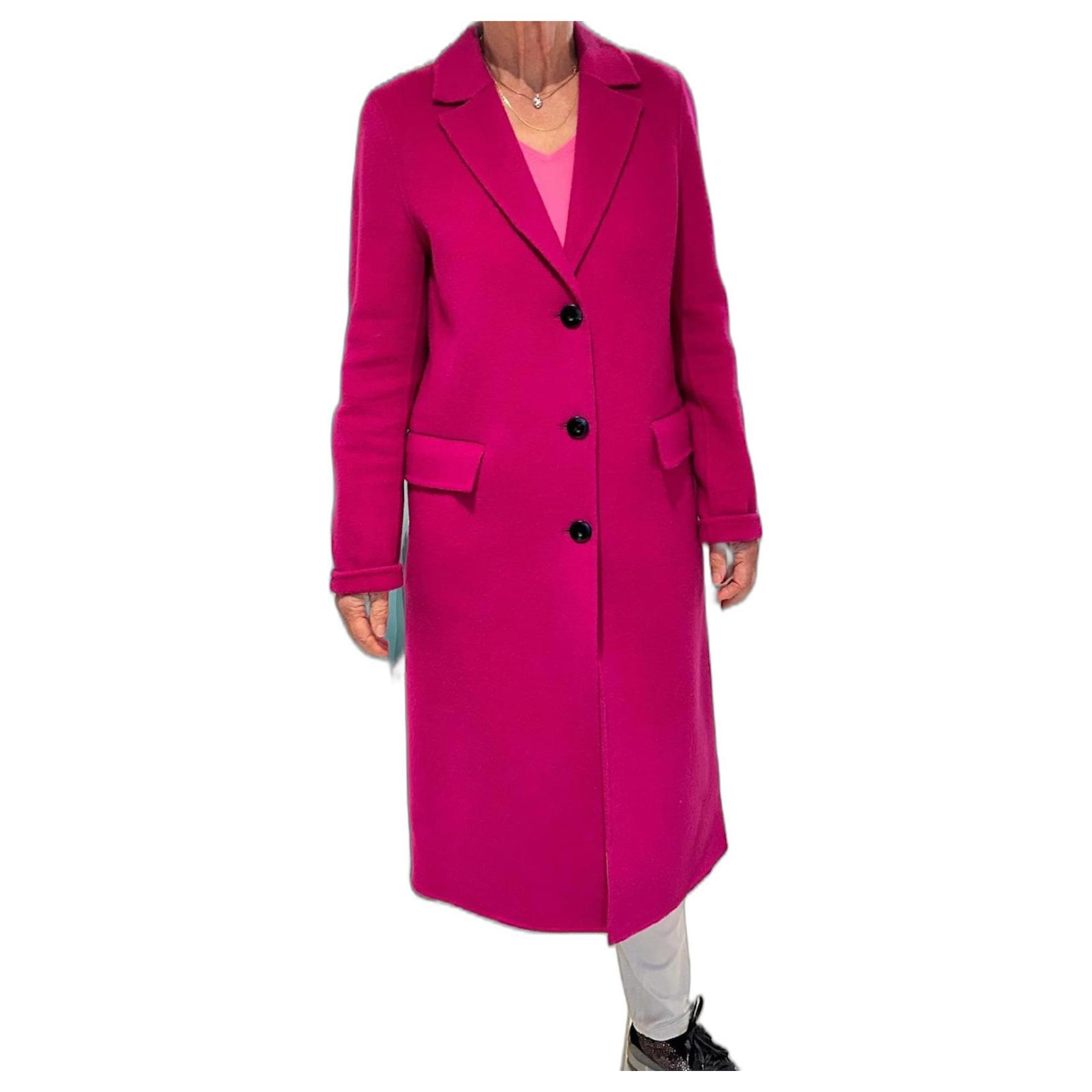 Claudie Pierlot Langer Mantel Fuschia Wolle Polyamid