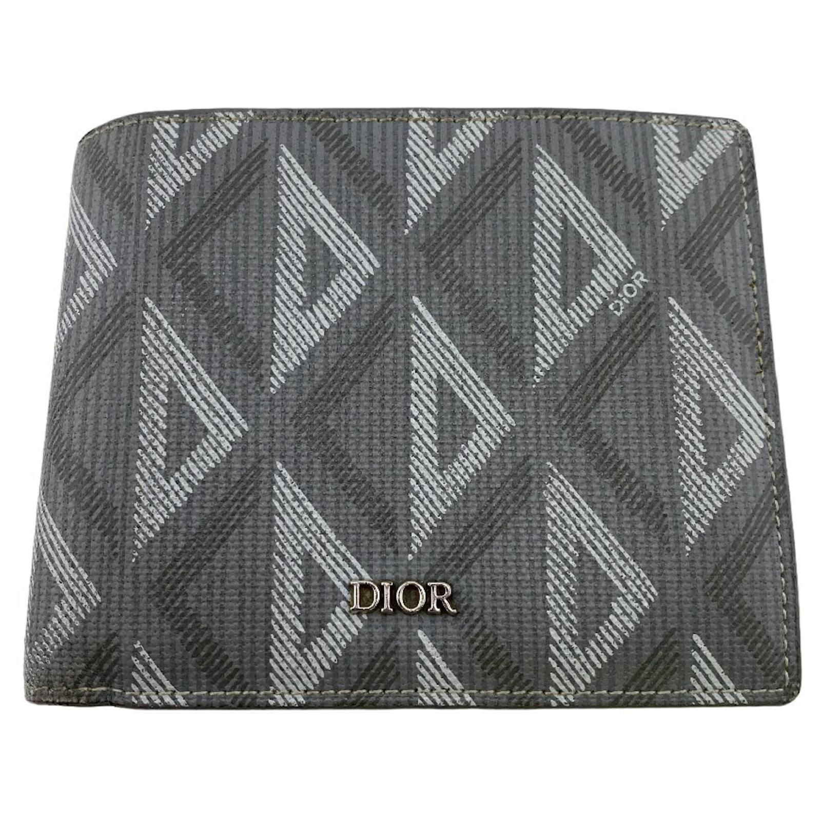 【DIOR】コンパクト バーティカルウォレット CD Diamond Christian Dior CD Diamond Compact Wallet Brown Leather ref