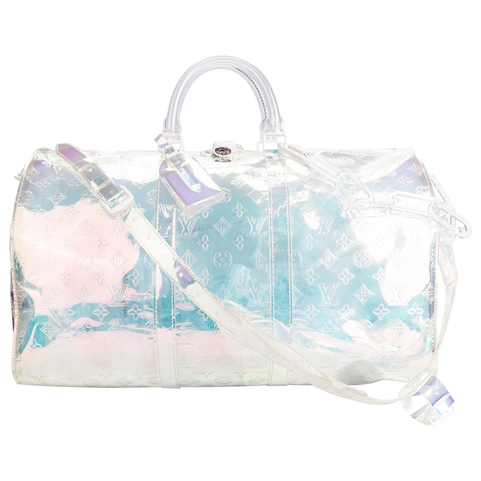 Louis Vuitton Transparent Prism By Virgil Abloh 2019 Keepall Bandouliere 50 White Cloth ref.1628176 Joli Closet