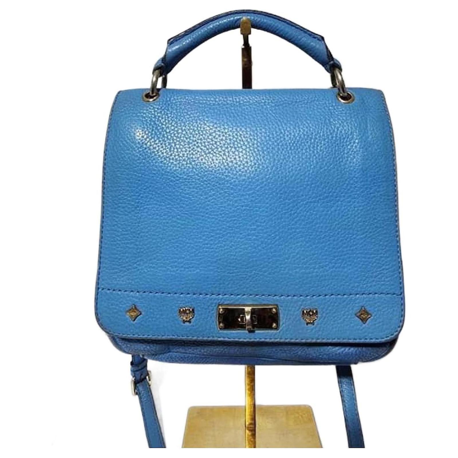 Mcm Bag Blue MCM Small Visetos Logo Crossbody Pouch Bag Blue