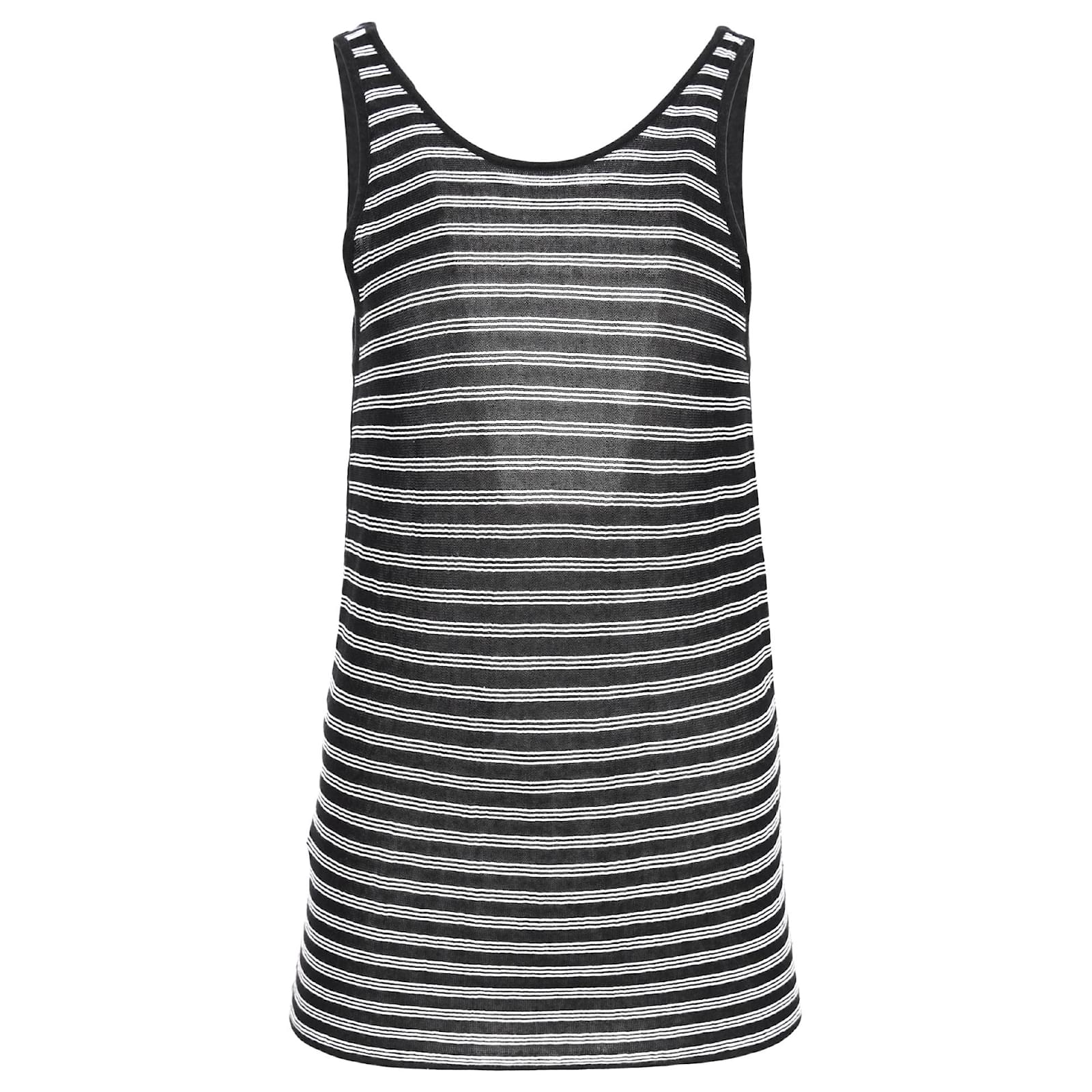 Canotta a righe in maglia nera e bianca in rayon di Alexander Wang