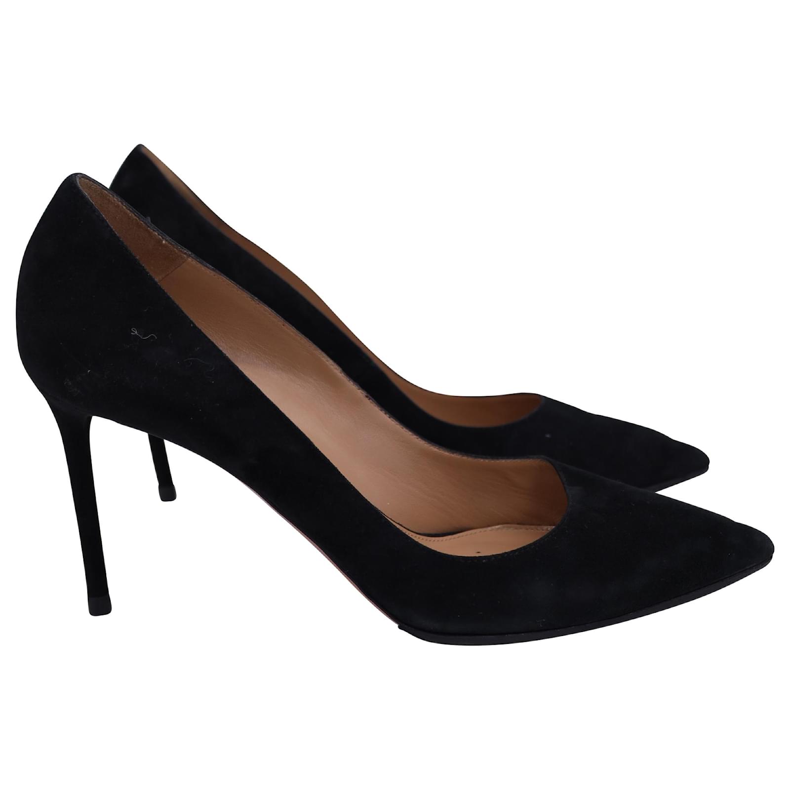 Aquazzura Purist 85 Pointed Pumps in Black Suede - Main Image