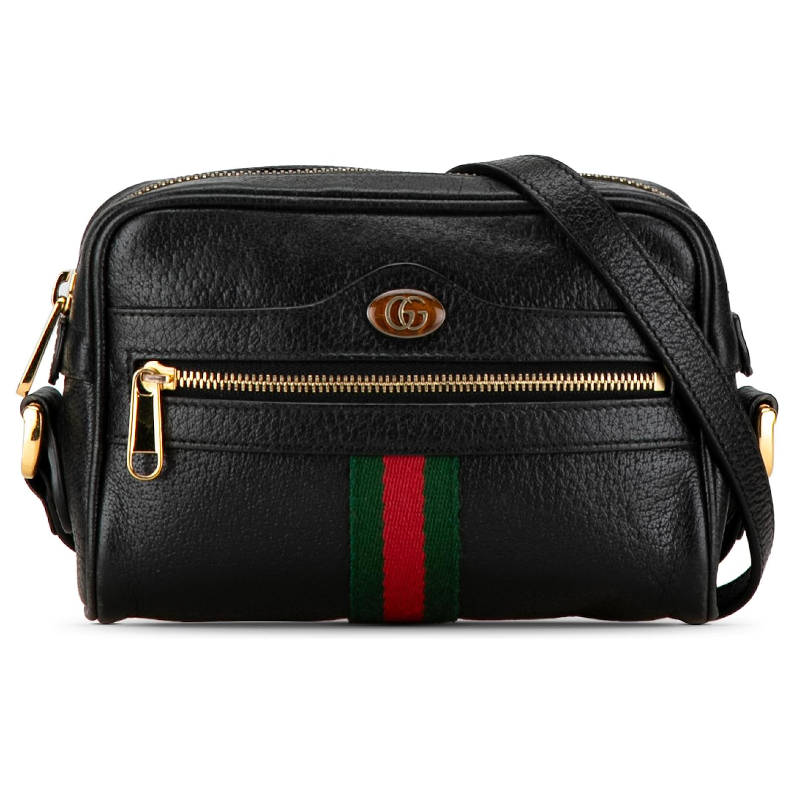 Gucci Black Mini Leather Ophidia Crossbody Bag Pony-style calfskin ref ...