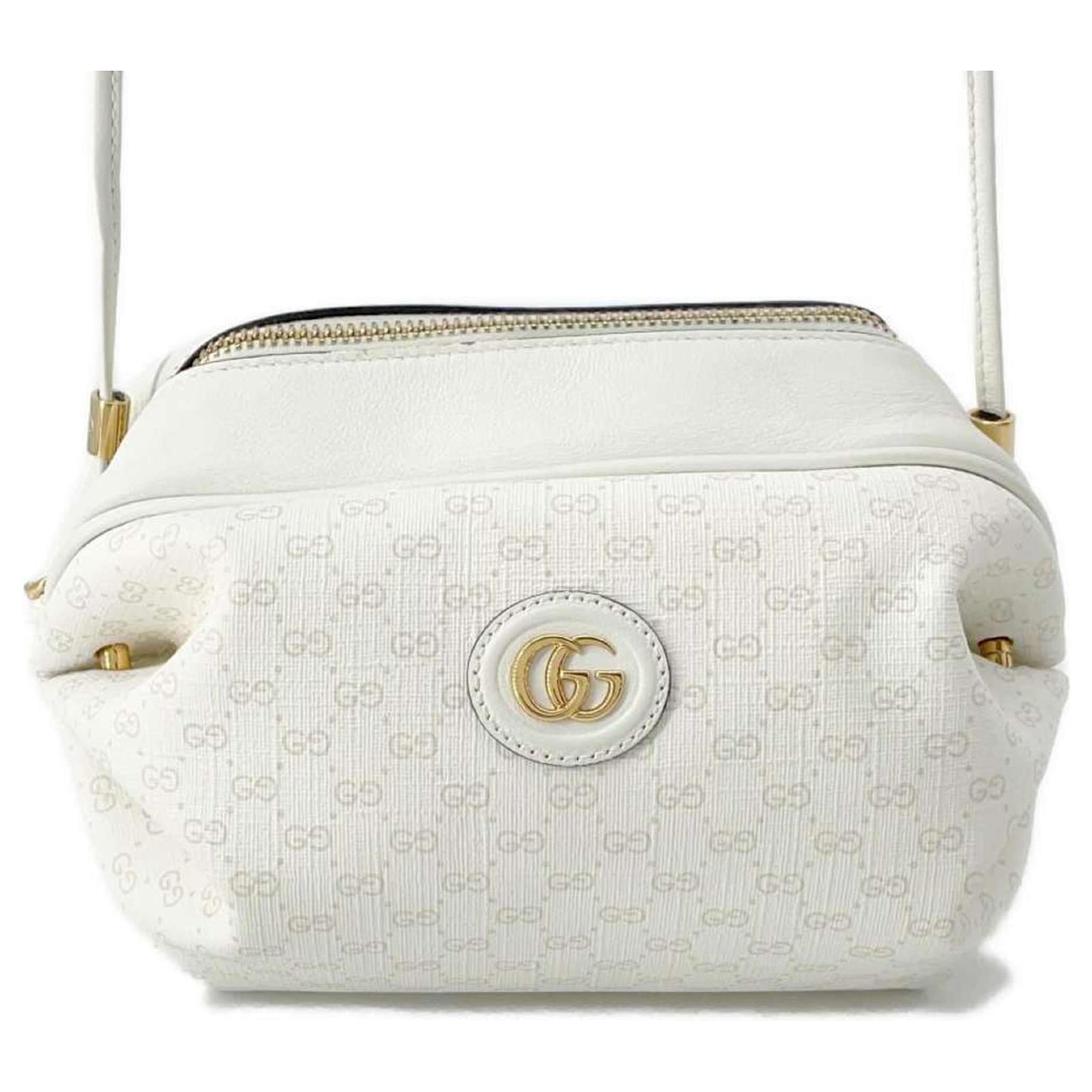 Gucci White Shoulder Bag with Gold Hardware Leather Plastic ref.1628924 Joli Closet