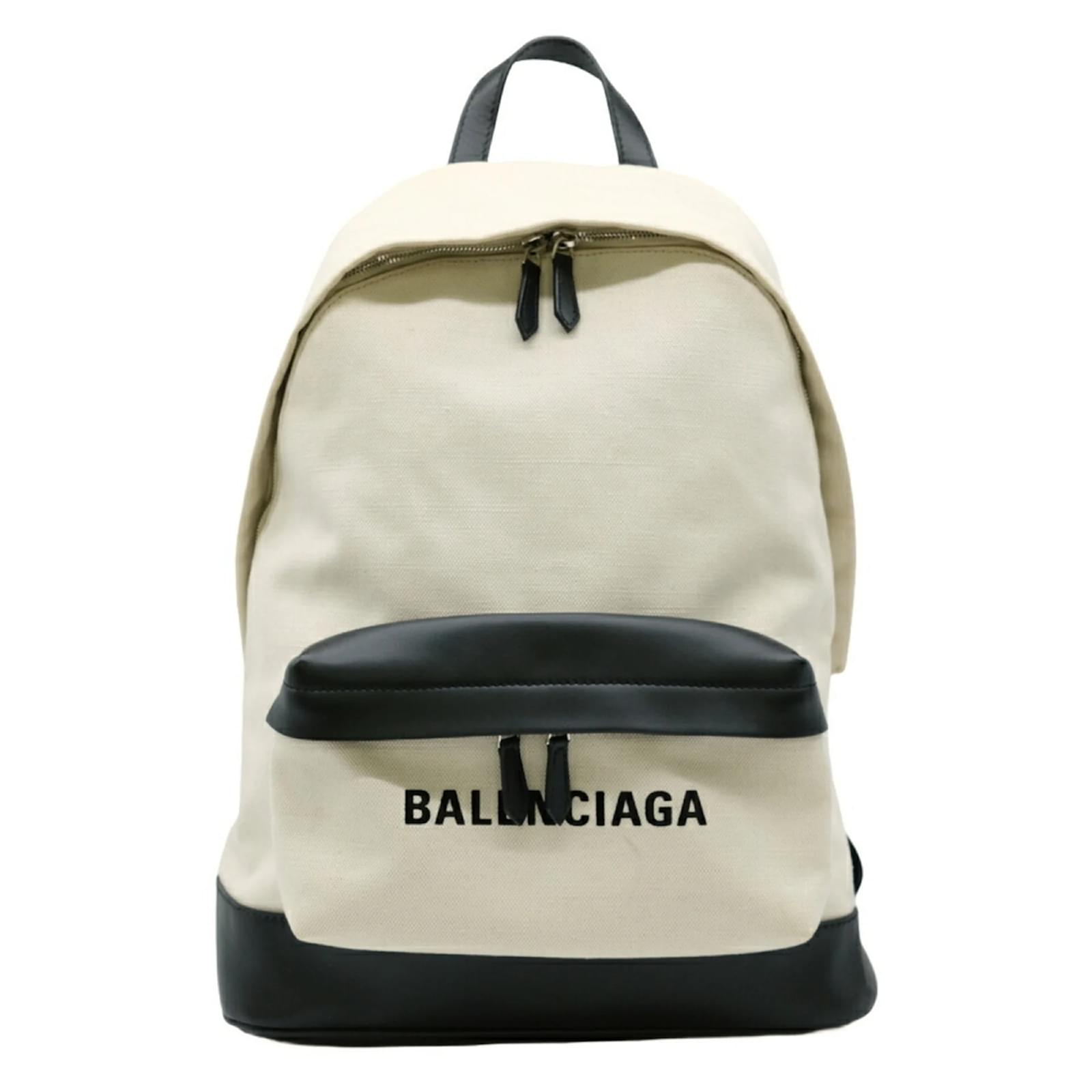 Balenciaga Canvas Leather Backpack Black White Cloth ref.1629019