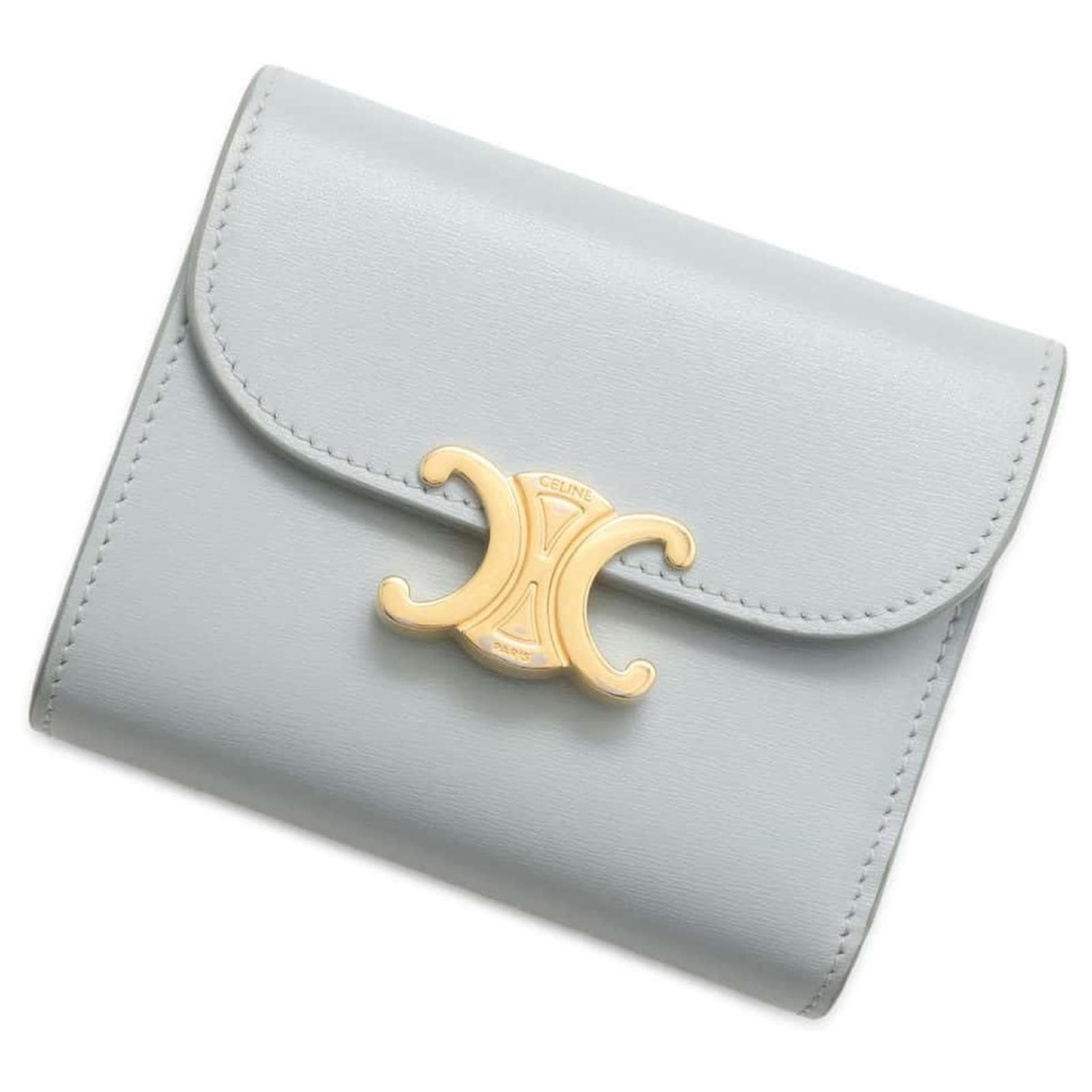 Céline Celine Tri-fold Wallet in Blue Leather Joli