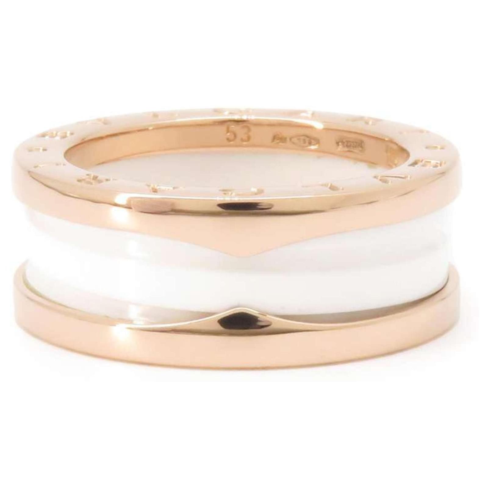 Bulgari Bvlgari B-zero1 2-Band Ring White Golden Ceramic Pink gold  ref.1629608 - Joli Closet