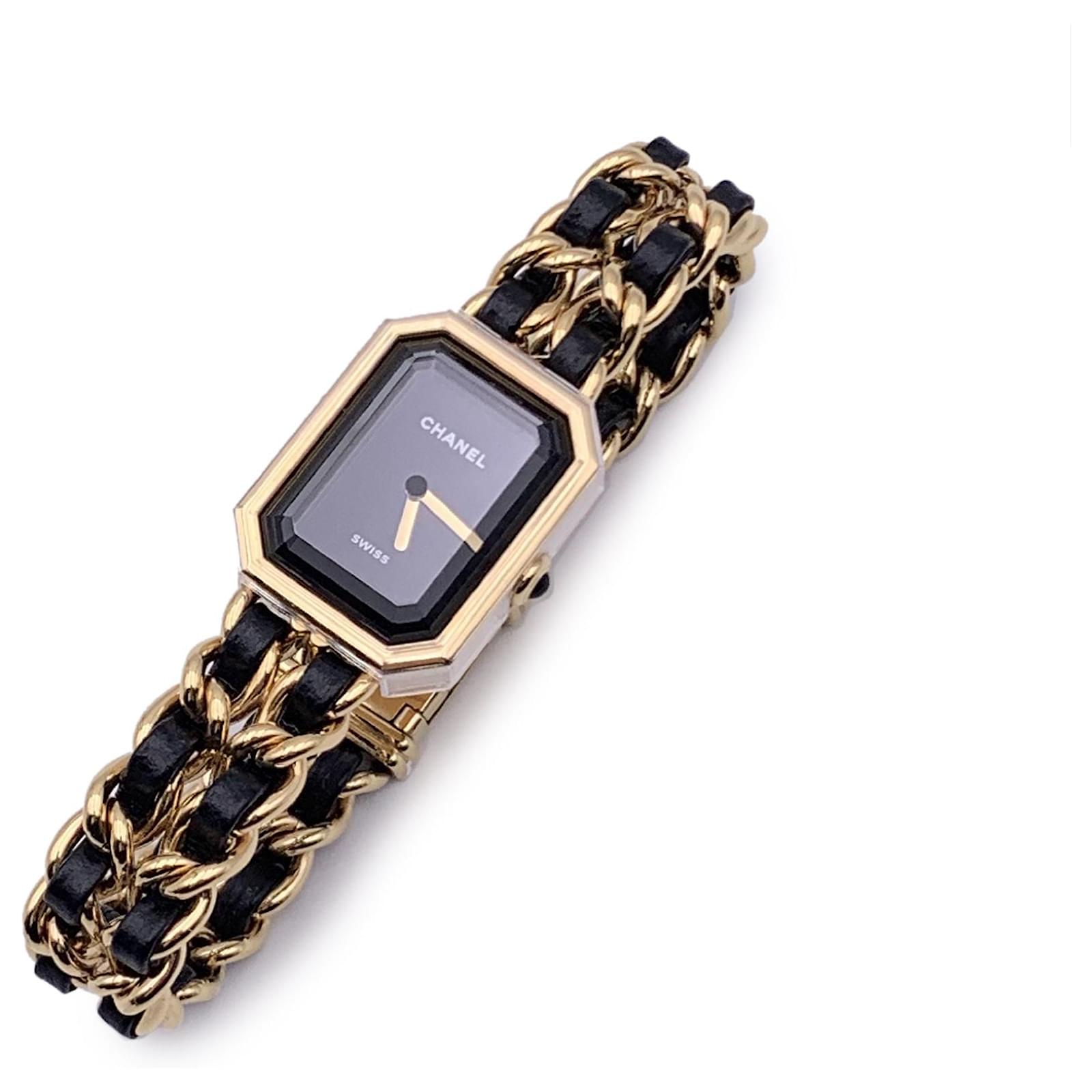 Chanel Montre Originale Édition Première en Acier Plaqué Or Noir