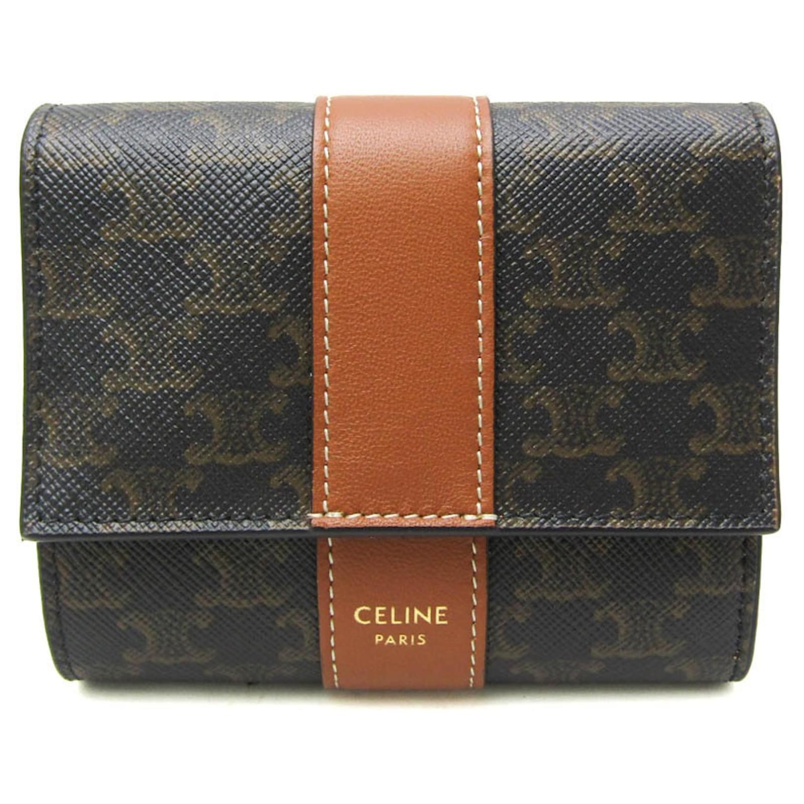 Céline Celine Small Trifold Wallet Brown Dark brown Leather